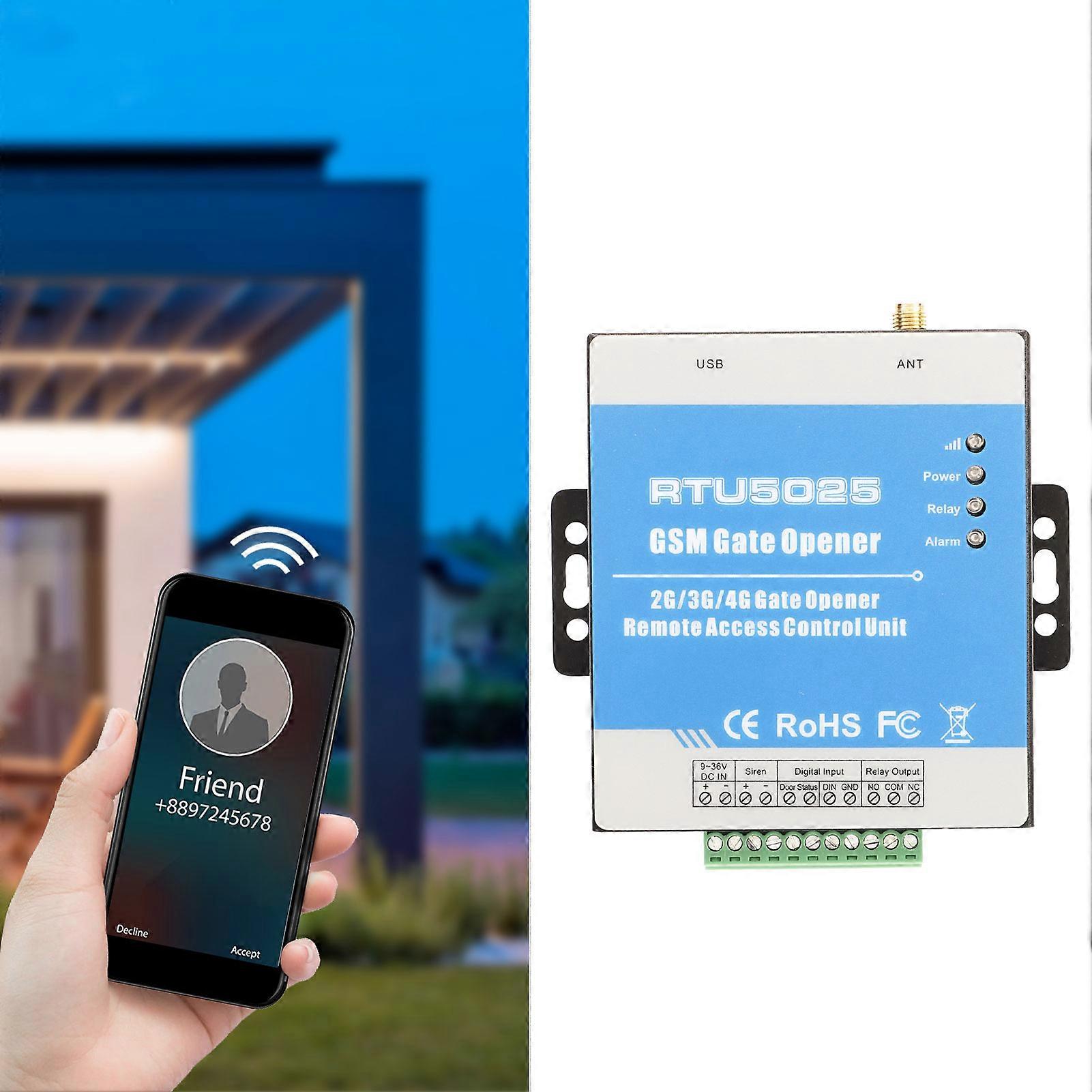 RTU5025 Gate Opener GSM 3G 4G LTE Wireless Remote Gate Opener Operator Garage Door Access Controller AC 100‑240V 4GL‑A US Plug