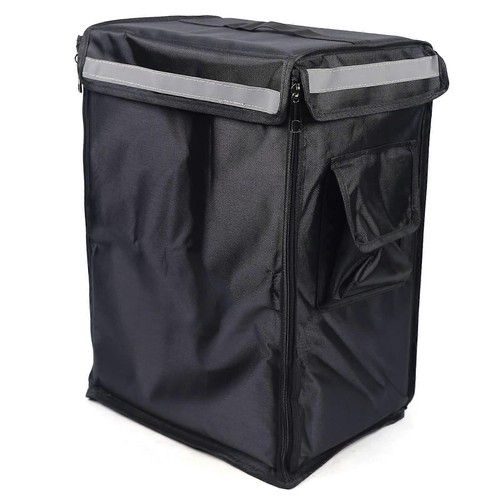 42L Insulated Food Delivery Backpack Waterproof Oxford Cloth Side Pockets Front Access For Uber Eats Deliveroo Black