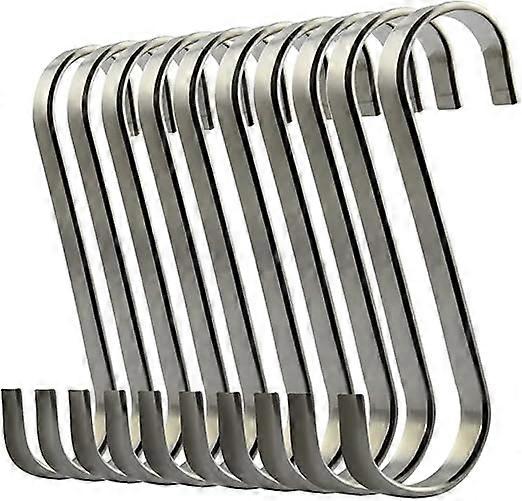 (NO.1)Pack of 10 Stainless Steel Hanging S-Hooks for Cookware or Meat Butcher