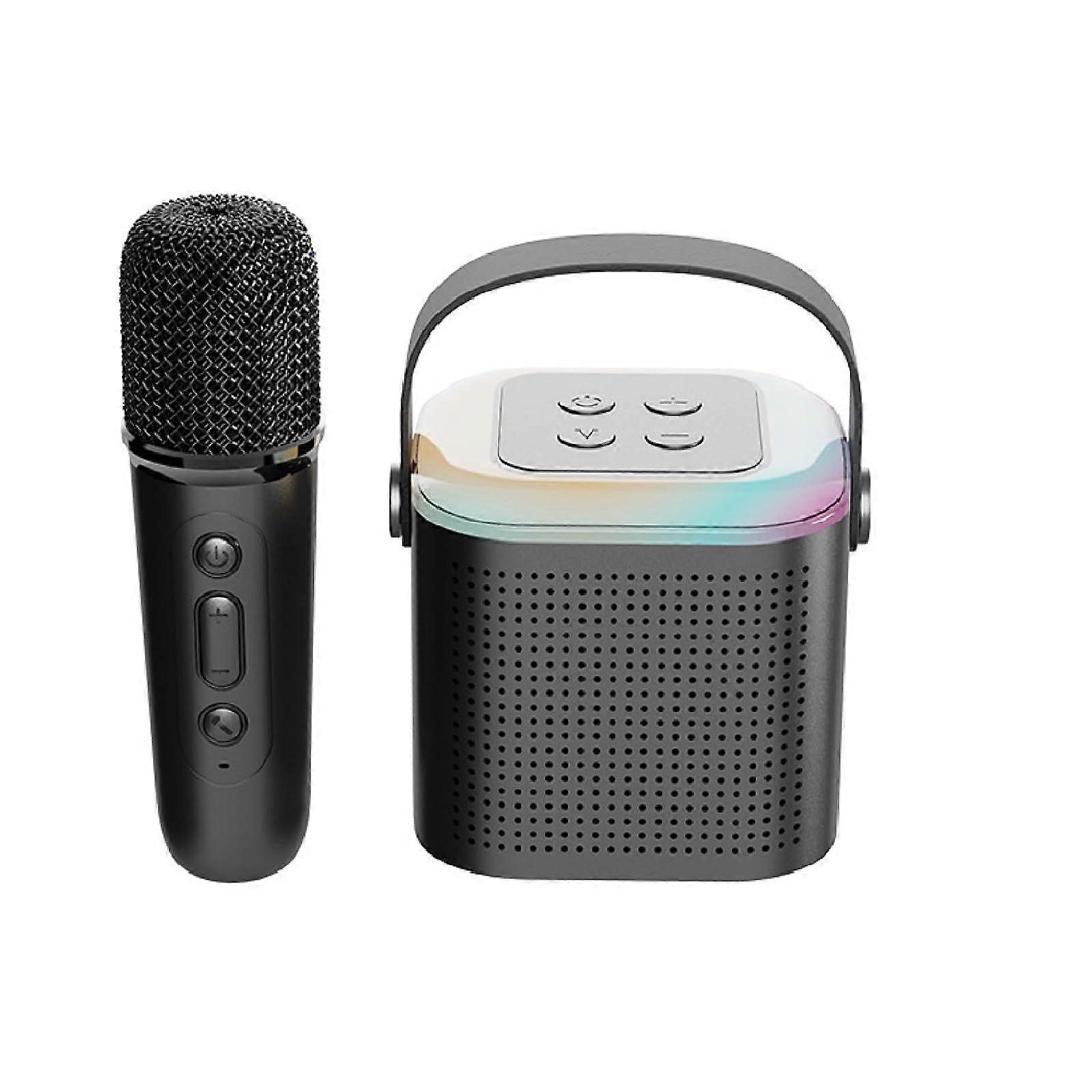 Mini Karaoke Machine, Portable Bluetooth Karaoke with Wireless Microphone for Kids and Adults, Voice Changing Effects (Black)