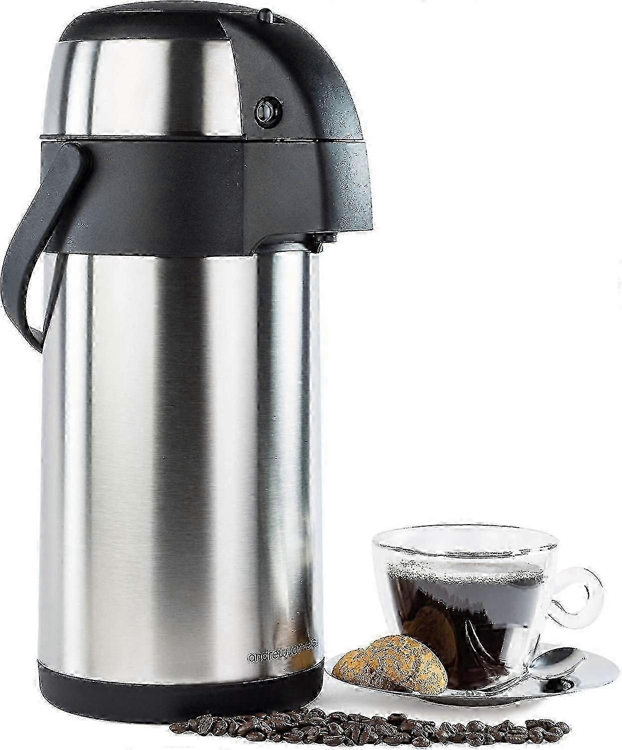 Pompalı 3L Paslanmaz Çelik İzoleli Sürahi, Çift Duvarlı, Dayanıklı, Taşıma Sapı, Sıcak ve Soğuk İçecekler Partiler ve Etkinlikler ile İdeal Uyumlu