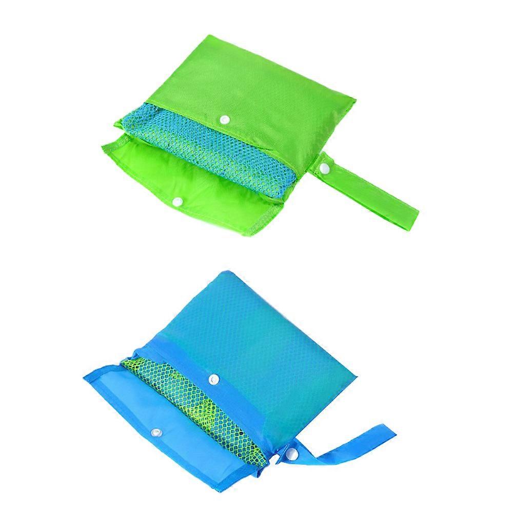 Children's Toy Storage Bag Compact Oxford Cloth Pouch For Daily Essentials Sand Toy Bag Blue Mesh Green Bag 2Pcs