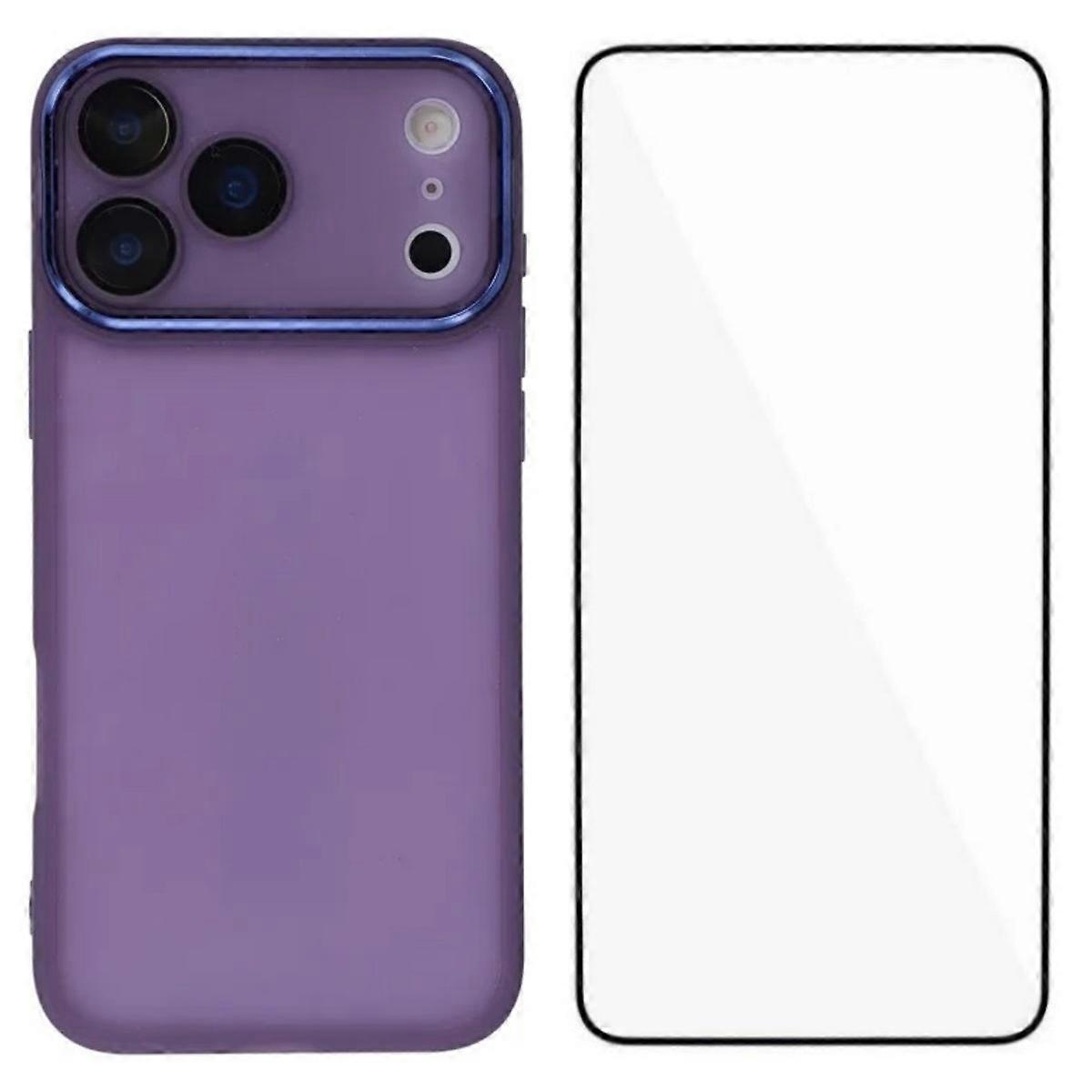 Compatible For iPhone 17 Pro Max TPU Case WANLONFENG DKSM Series Electroplated Frame Back Cover with Tempered Glass