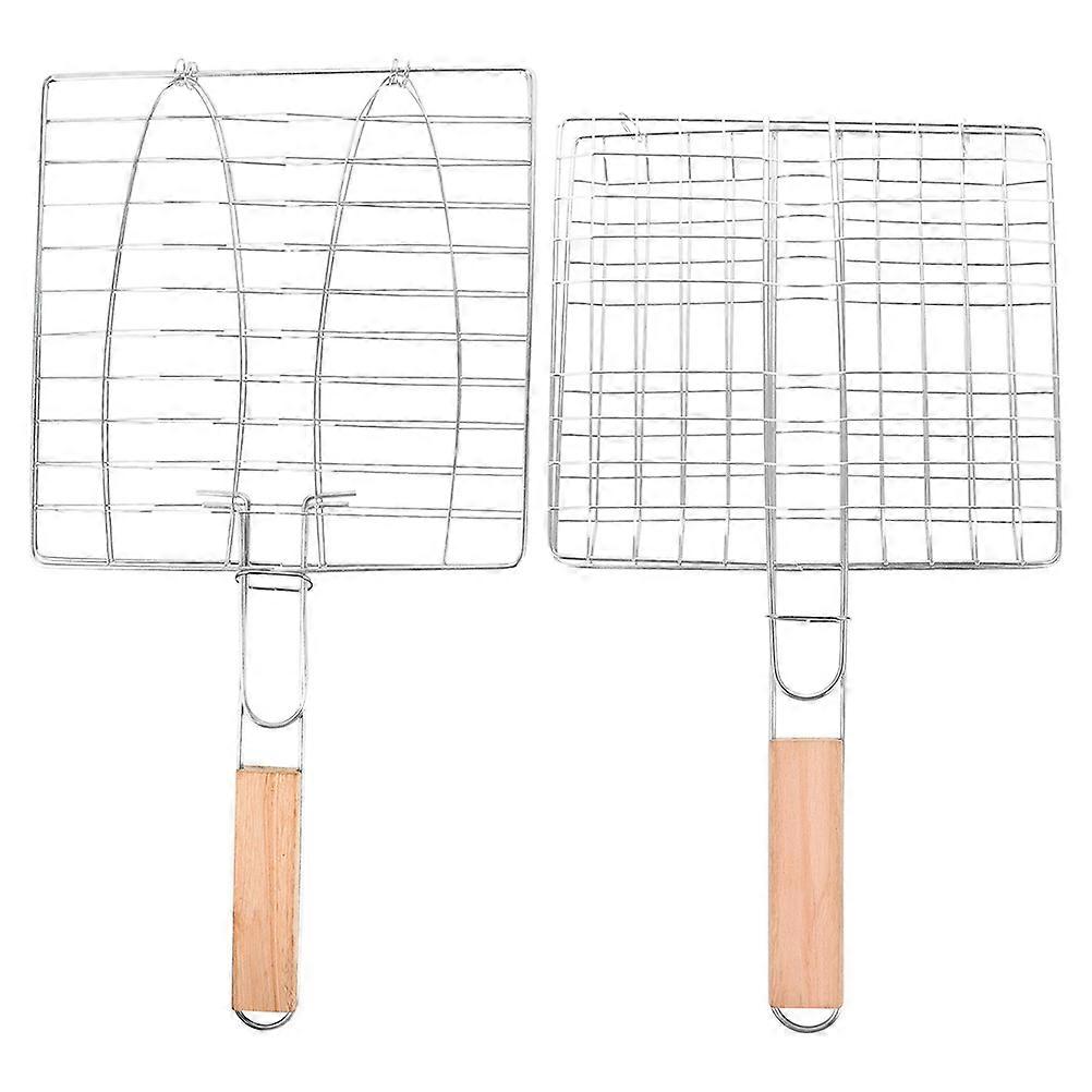 Barbecue Fish Tool 2Pcs Fish Grill Baskets with Handle for Outdoor Picnic Grilling Lightweight Adjustable Design 51.5x23.5cm