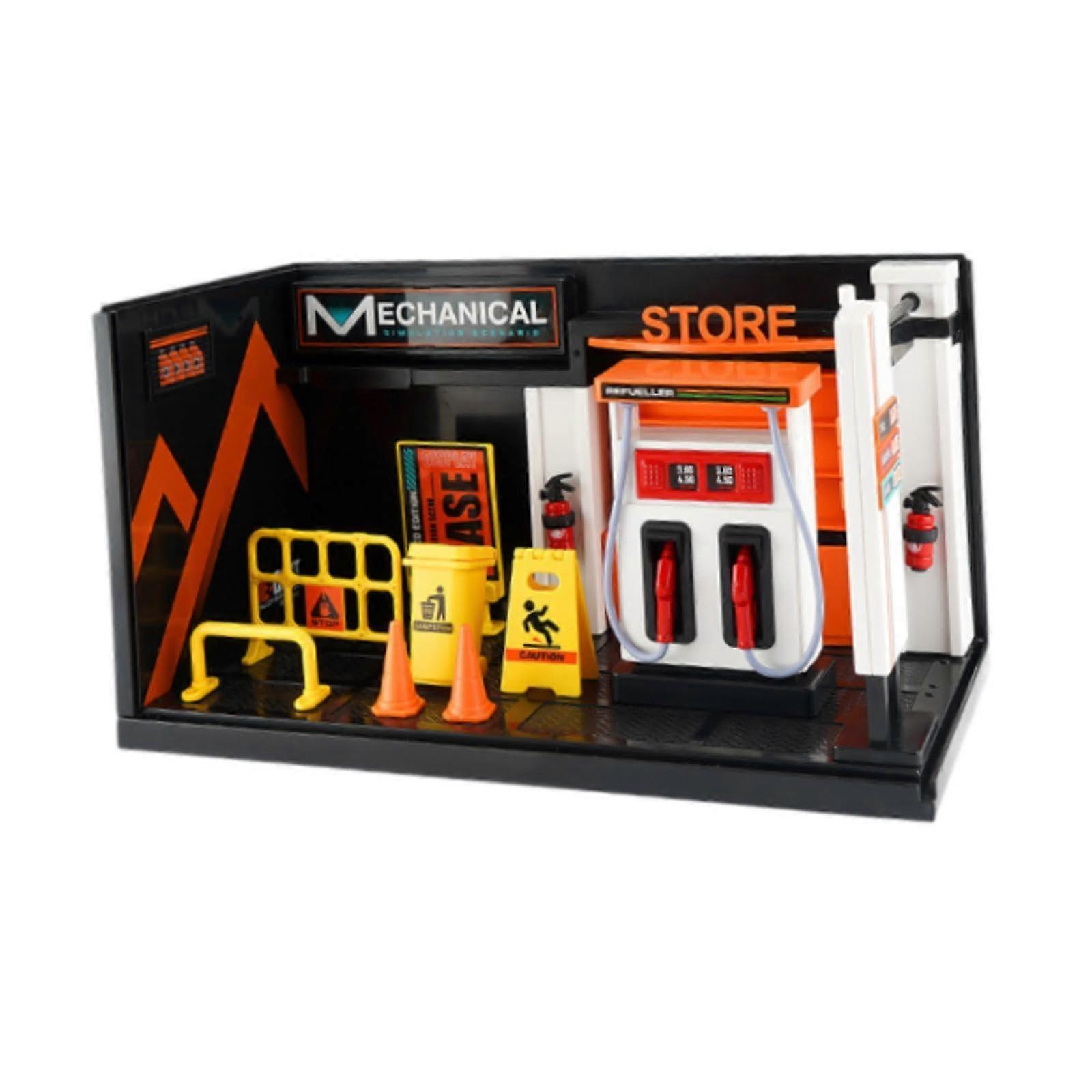1/24 Scale Model for Car Garage Diorama Workshop Scenery with Oil Machine for Micro Landscape