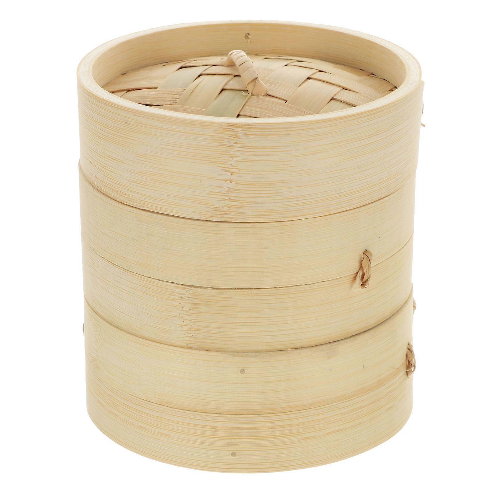 1 Set Handmade Bamboo Steamer Cooking Tool with Lid for Kitchen Food Preparation