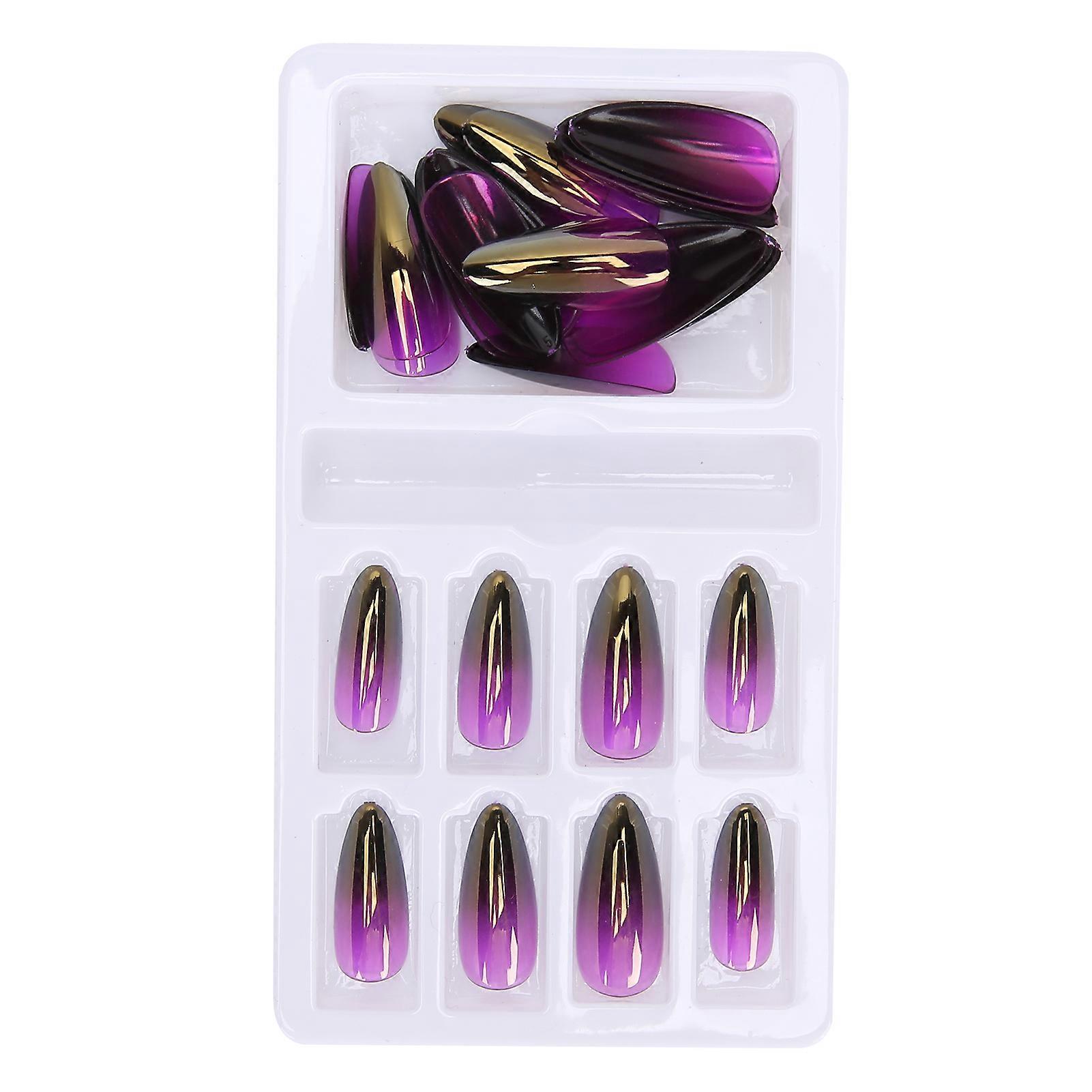 Gradient Pointed Fake Nails Tips Set Colored Full Cover False Nails with Nail FileF745-14