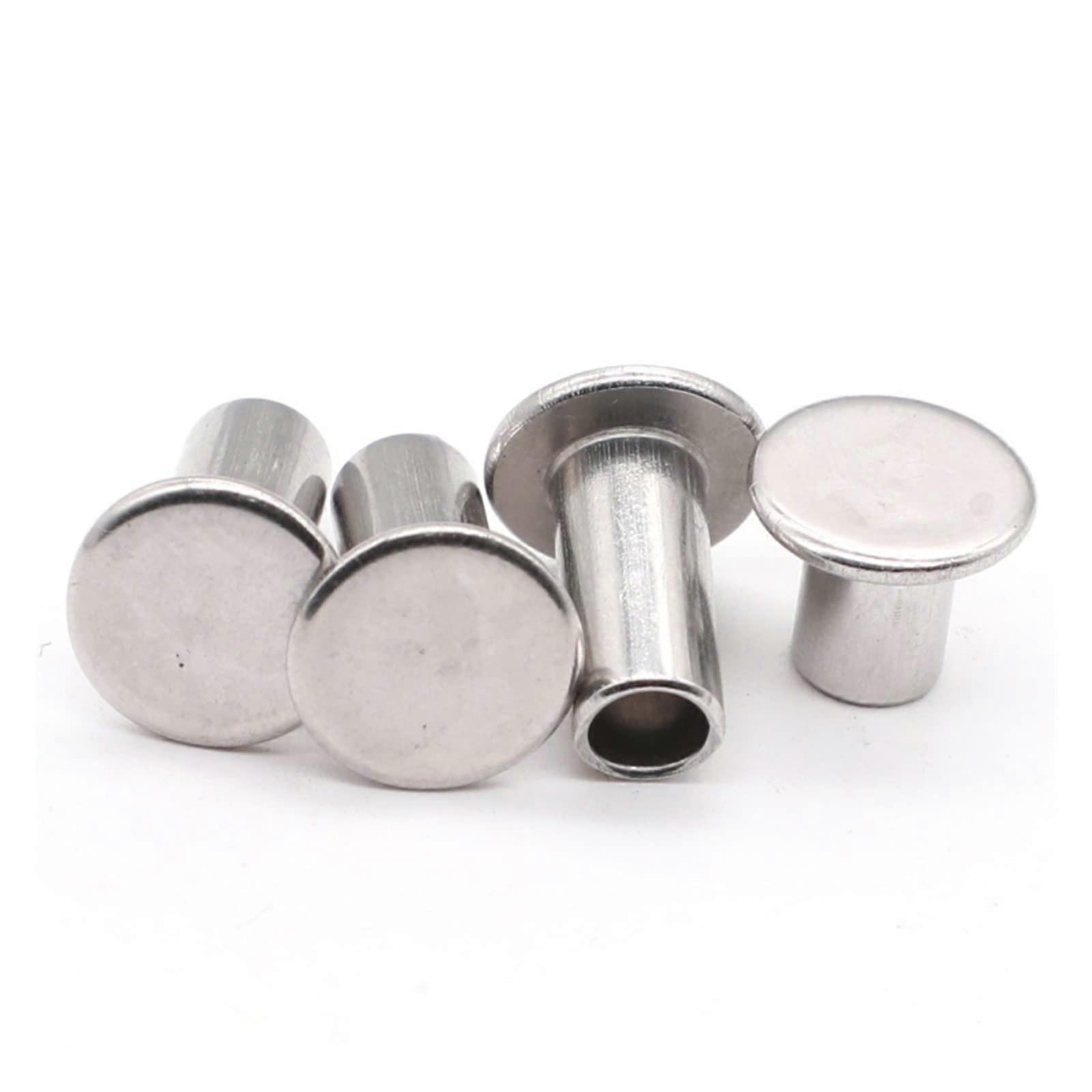 200 Pieces / Loose 304 Stainless Steel Thin Flat Head Rivets M2 M2.5 M3 M4 M5 M6 HalfPipe Rivets HalfHollow Shaft GB875 (Size: M6, Color: 18 mm)