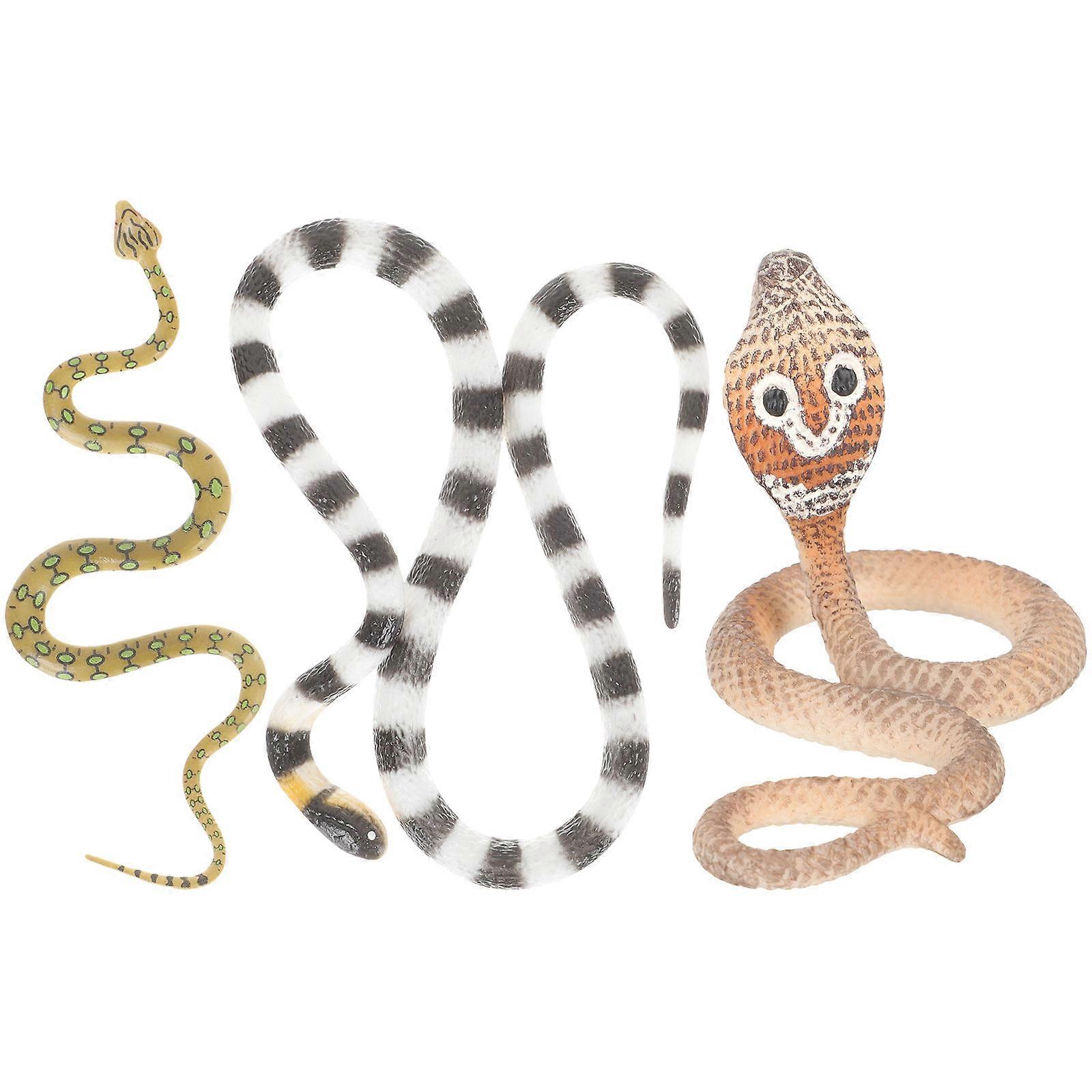 3pcs Realistic Snake Figurines for Home, School & Playtime – Educational & Decorative Imitation Snakes to Inspire Imagination and Creativity