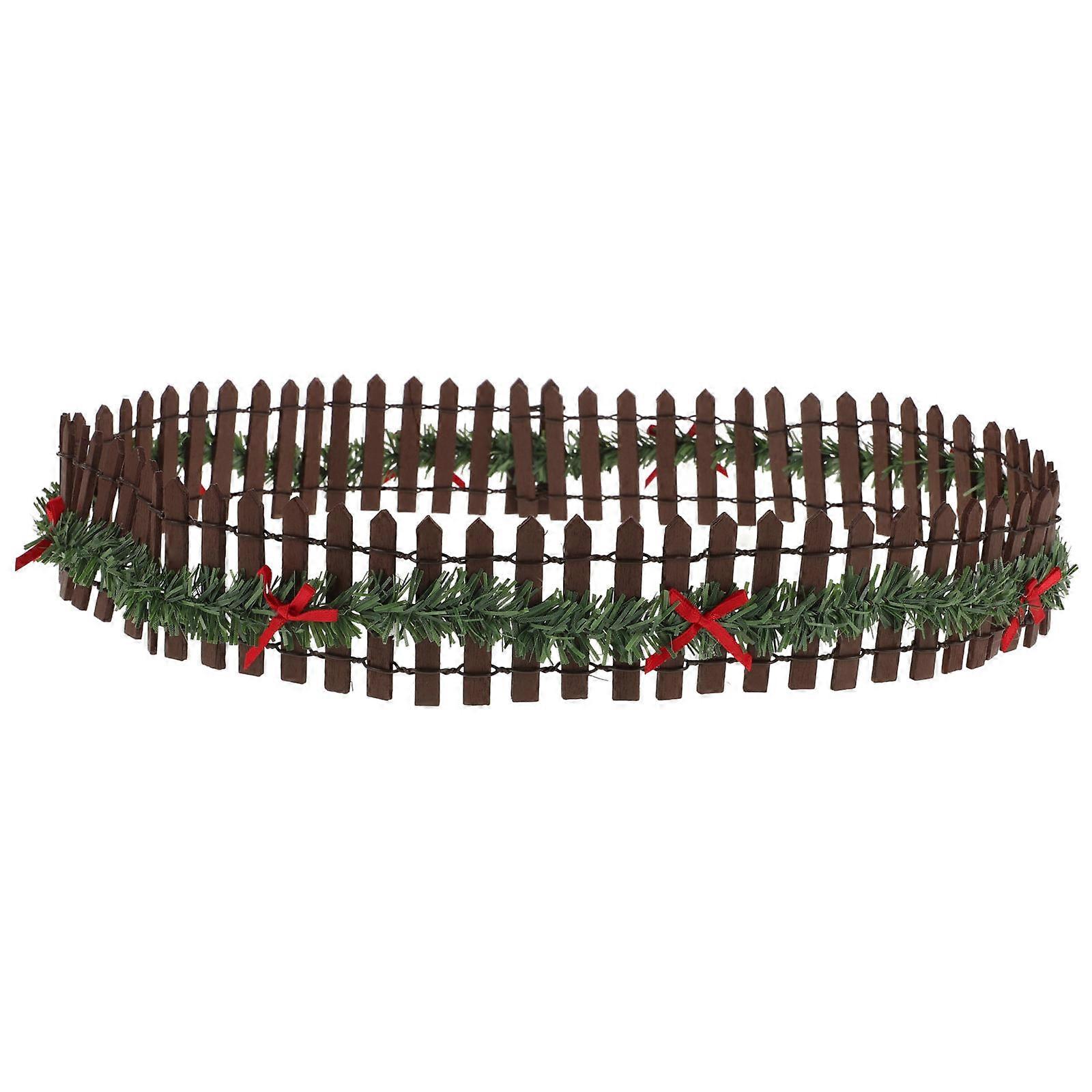 Decorative Mini Fence Christmas Decoration Garden Landscaping Prop Coffee Color Wooden Miniature For Garden Enthusiasts 1Set