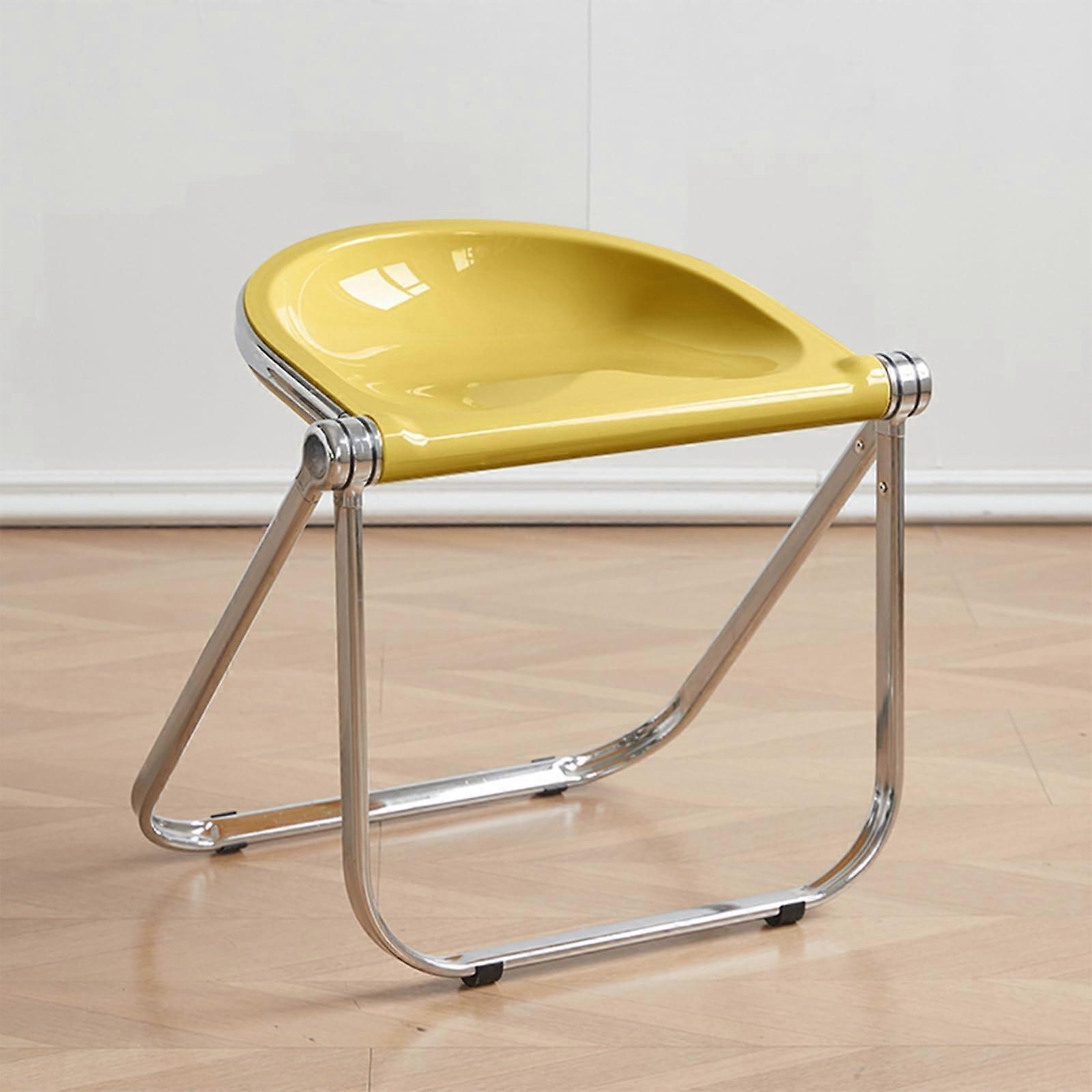 Transparent folding chair made of acrylic, folding chair for camping, simple, modern (Yellow)