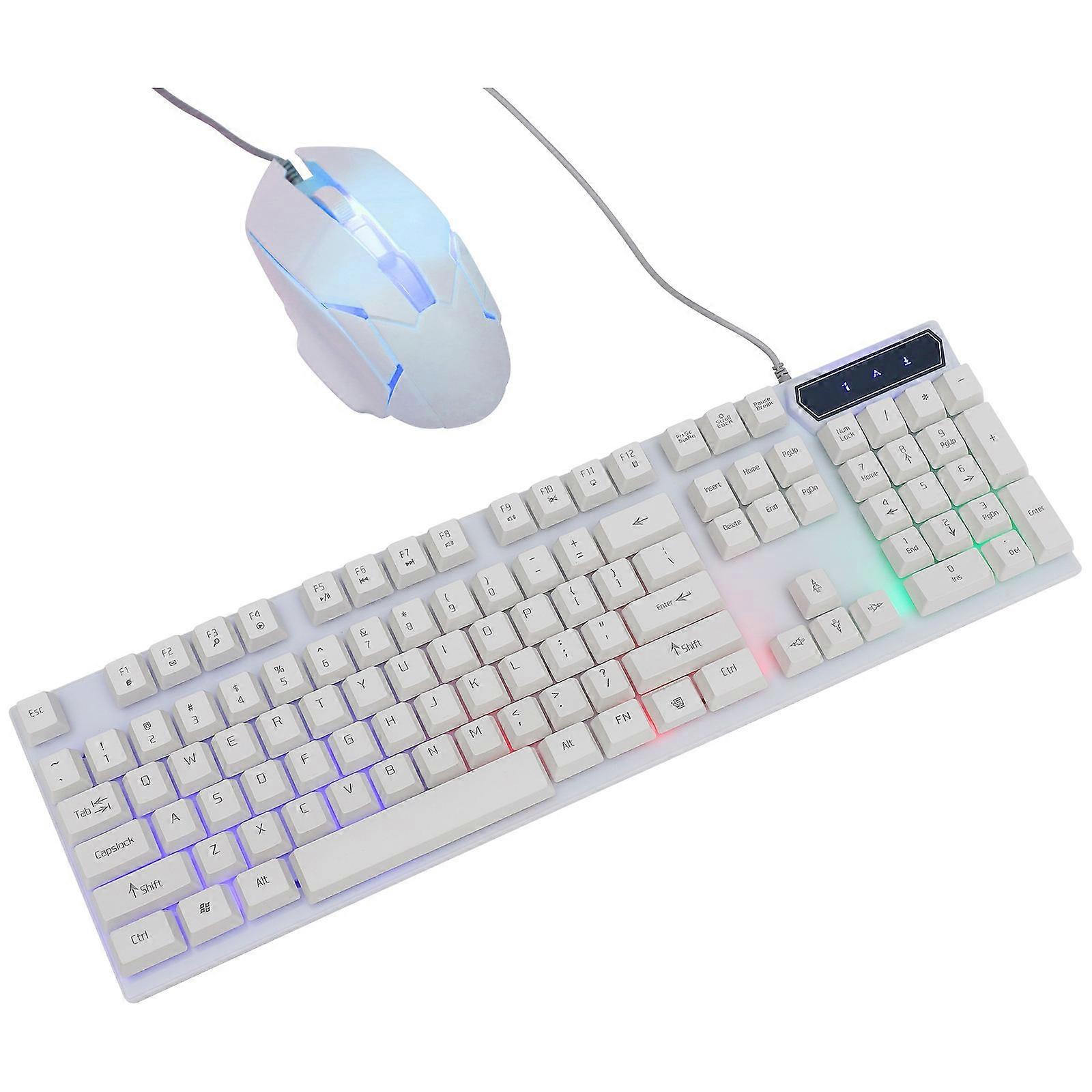Wired Keyboard And Mouse Combo For Pc Laptop Gamers Featuring Ergonomic Design And Rainbow Luminous 1Set