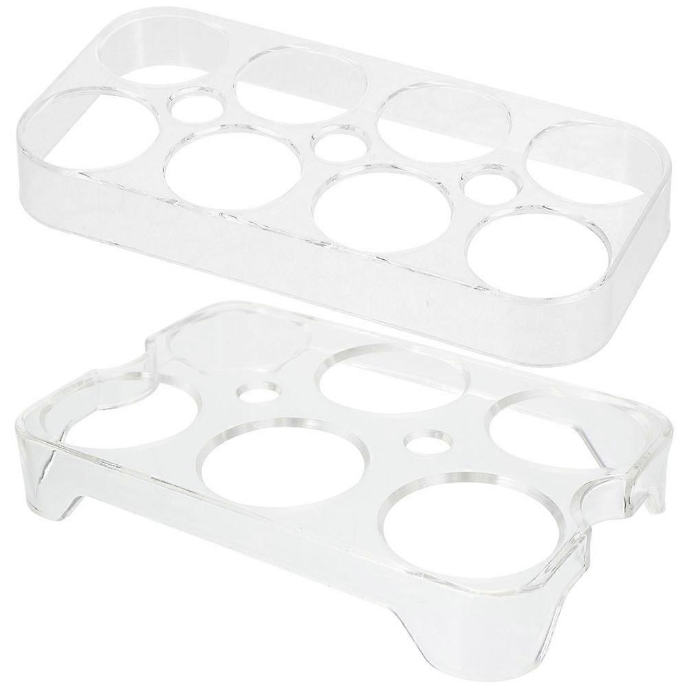 Refrigerator Egg Tray Egg Organizer for Kitchen Use Transparent Plastic Egg Storage Container for Fridge 2Pcs