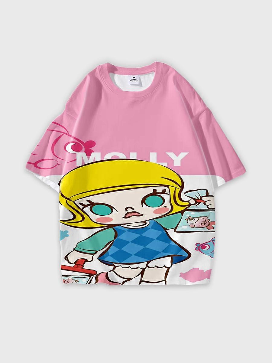 T-shirt round neck Pattern loose short sleeve B1743