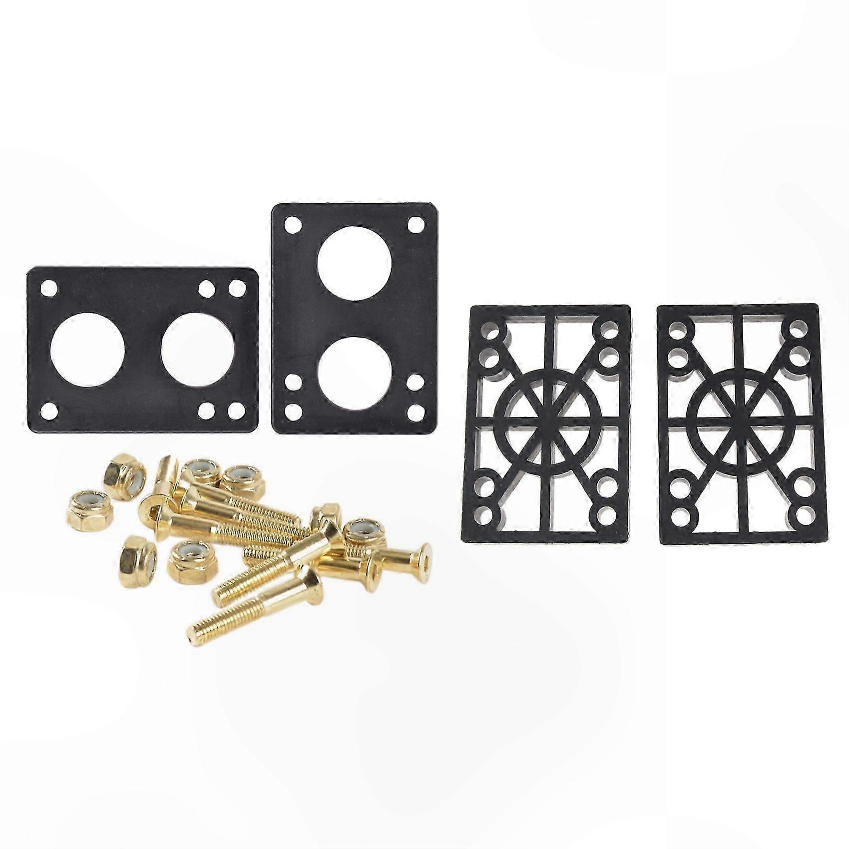 2Pcs Longboard Rubber Riser Pads & 2Pcs Hard Plastic Skateboard Risers 12mm