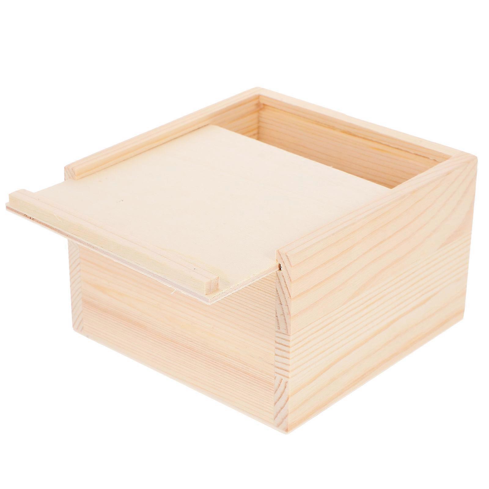 Keepsake Boxes with Lids Wood Small Box for Jewelry and Rings Simple Design 12x11.8x7.6cm Assorted Color 1Pcs