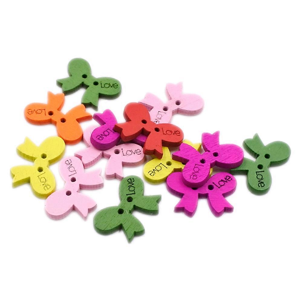 200Pcs In 2 Pack Colorful Tie Shape Wooden Buttons Suitable For Home Use And Clothing Shop Use Decorative Craft Projects