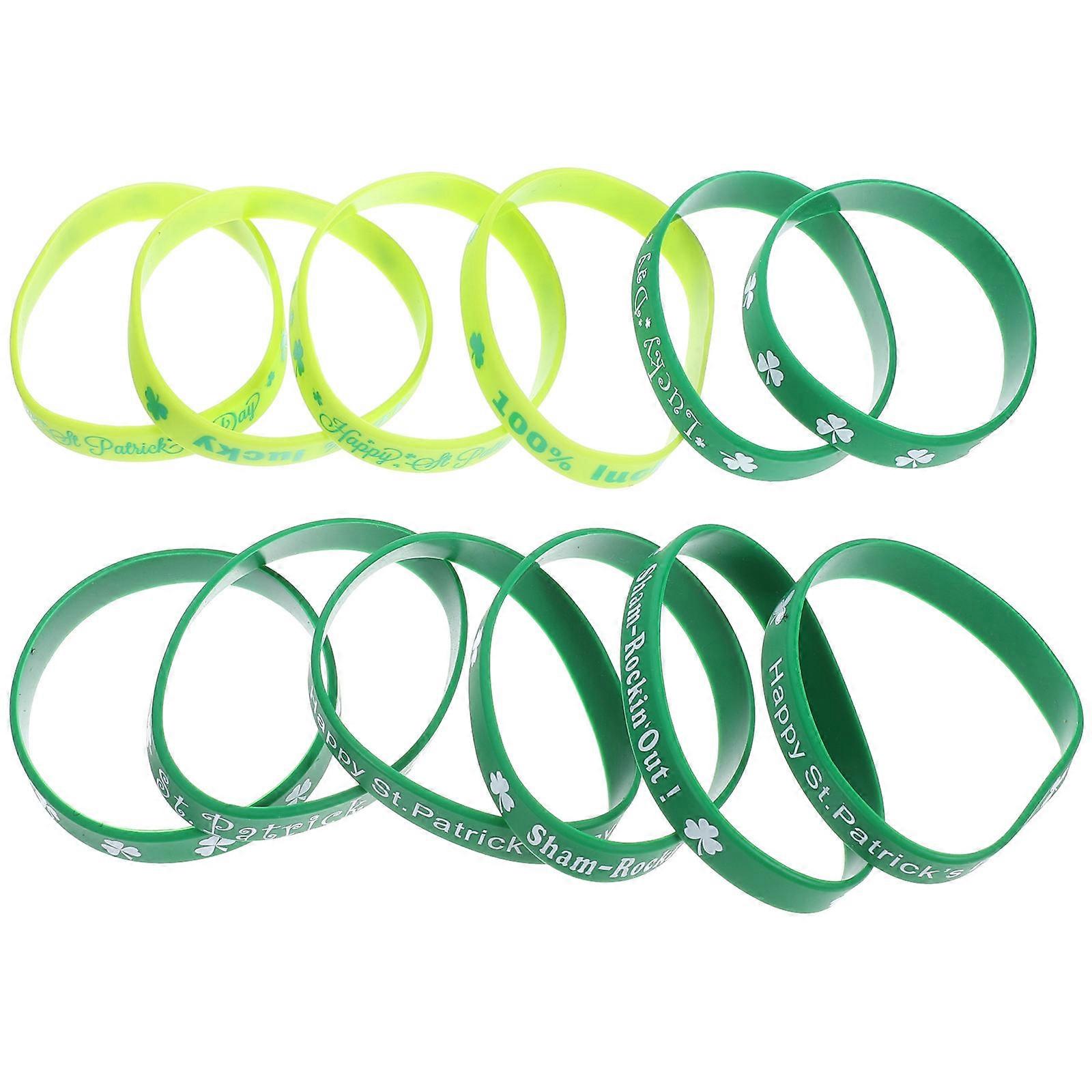 St Patricks Day Wristband 12Pcs Silicone Wristbands For Men And Color With Adjustable Size Feature