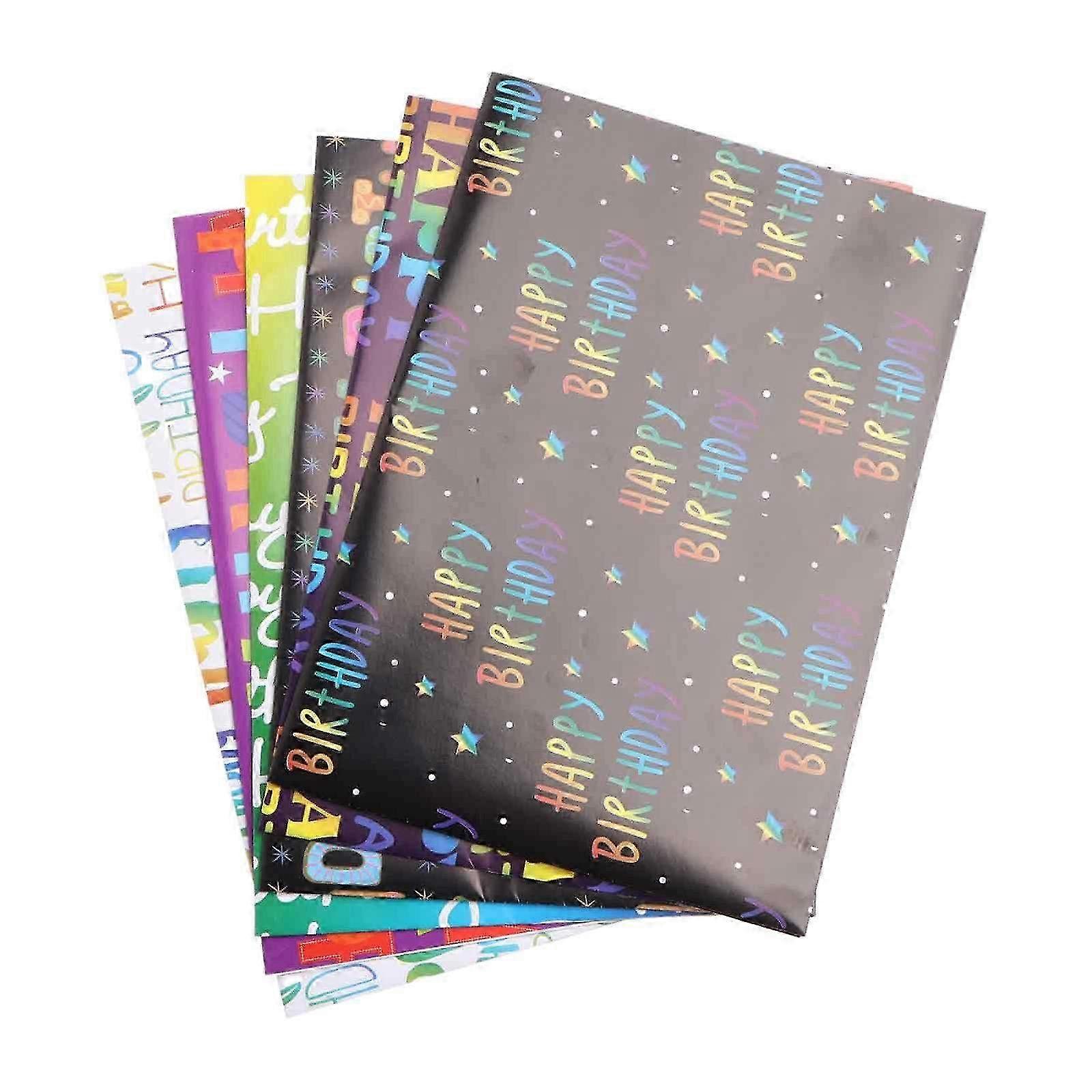 6-Piece Happy Birthday Printed Gift Wrapping Paper Set - Colorful & Festive Wrapping for Special Celebrations