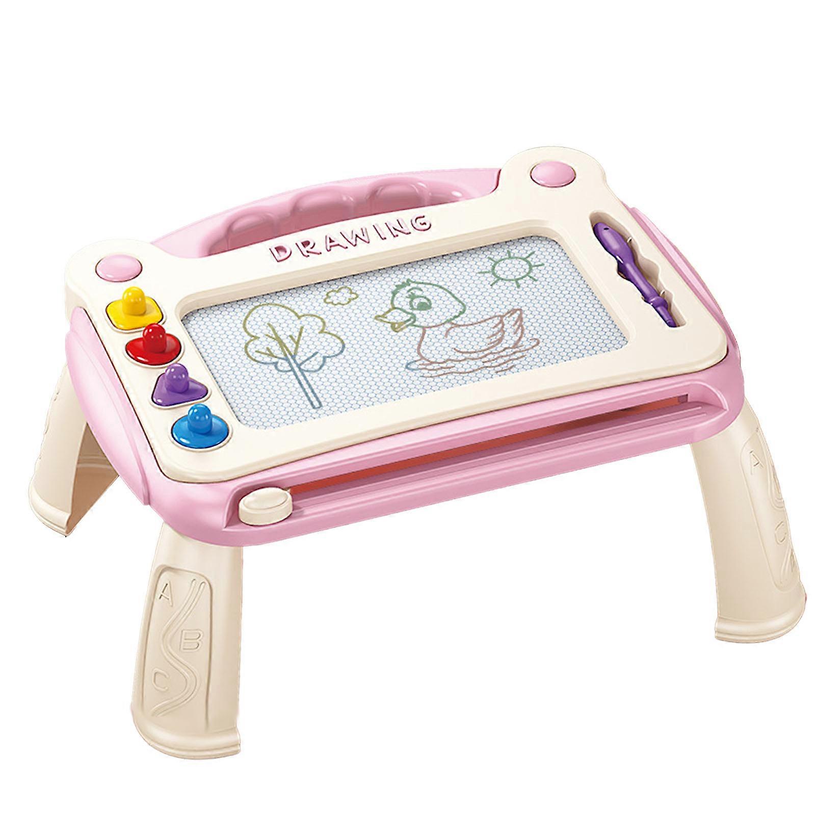 Magnetic Drawing Board Erasable Educational Skill Development Painting Doodle Writing Table with 4 Stamps for Boys Girls Pink