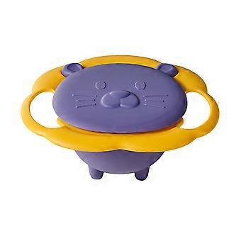 Spill Free Baby Bowl Anti Tipping Non Scald Drop Proof 360 Degree Rotation Gyroscopic Bowl Purple