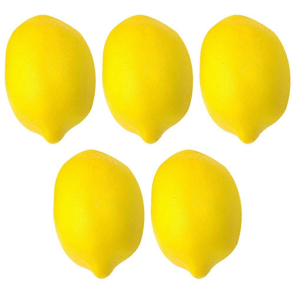 Hemoton 5Pcs Lifelike Artificial Lemons Simulation Fruit for Home Kitchen Table Decoration