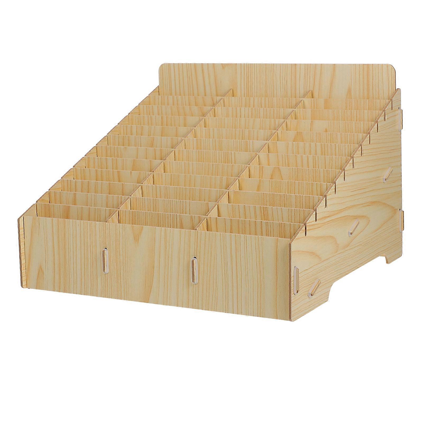 Wooden Multi Grid Phone Storage Box, Lightweight Maple Desktop Organizer with Slots, Smooth Polished Cell Phone Holder for Meeting Rooms and