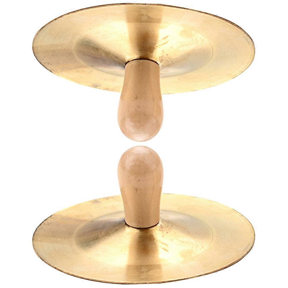 Golden Finger Cymbals Pair for Playing Small Musical Instrument Metal
