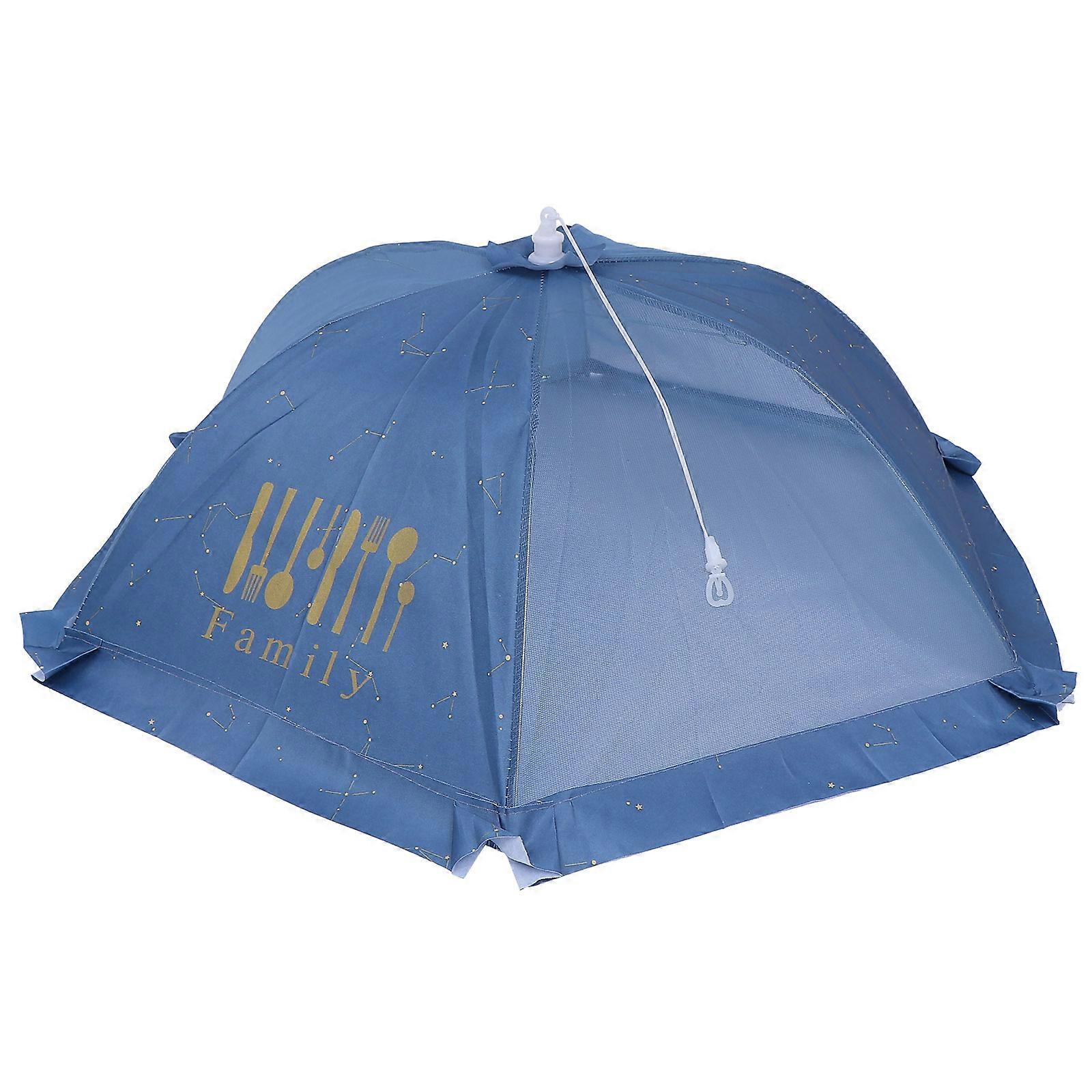 Dining Table Cover Protector 1 Pc Circular Foldable Food Cover For Families Kitchen Use Blue Insect-Proof Daily Use