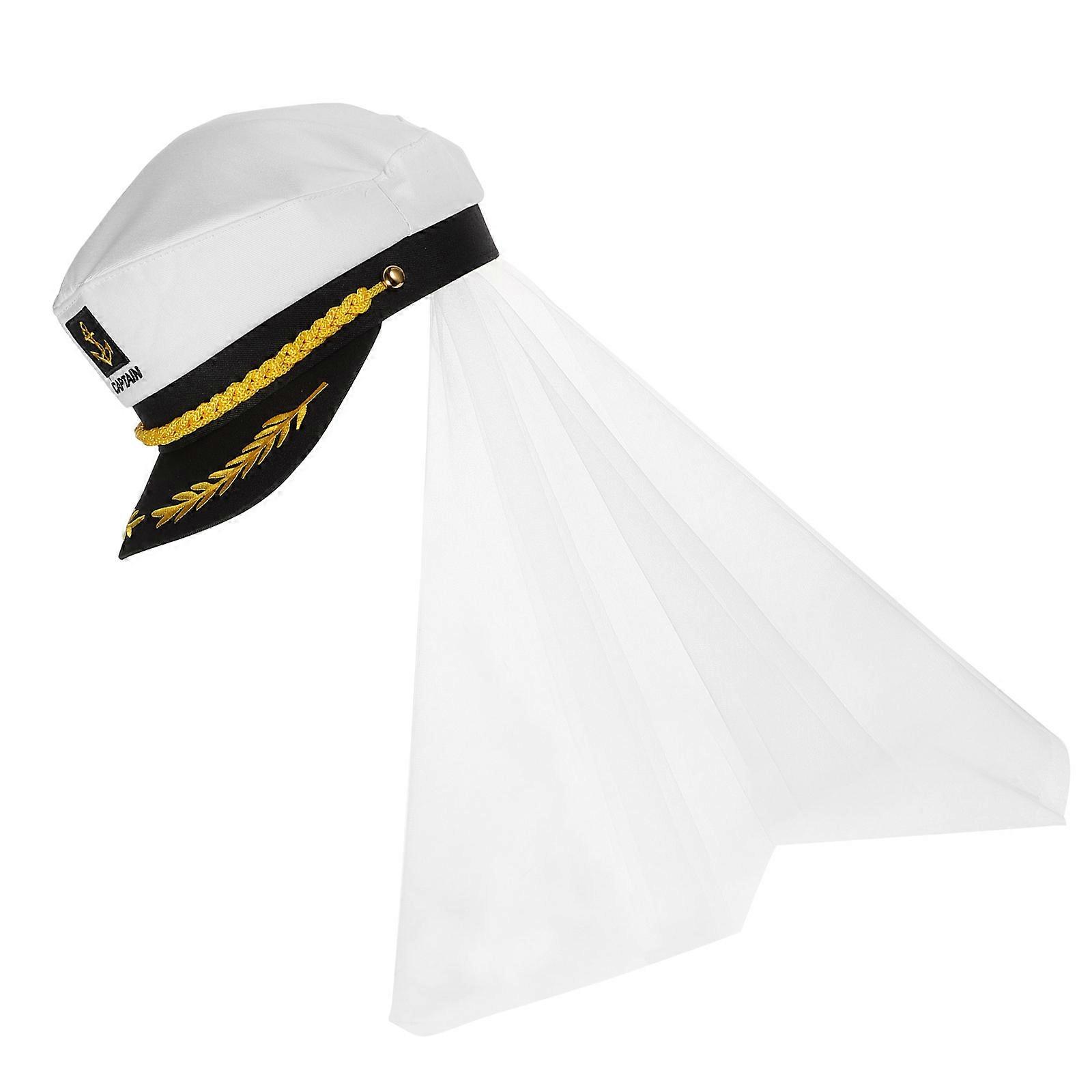 Bride Captain Hat with Veil – Navy Sailor Cap for Adults – Lightweight Comfortable Wedding Cosplay Accessory