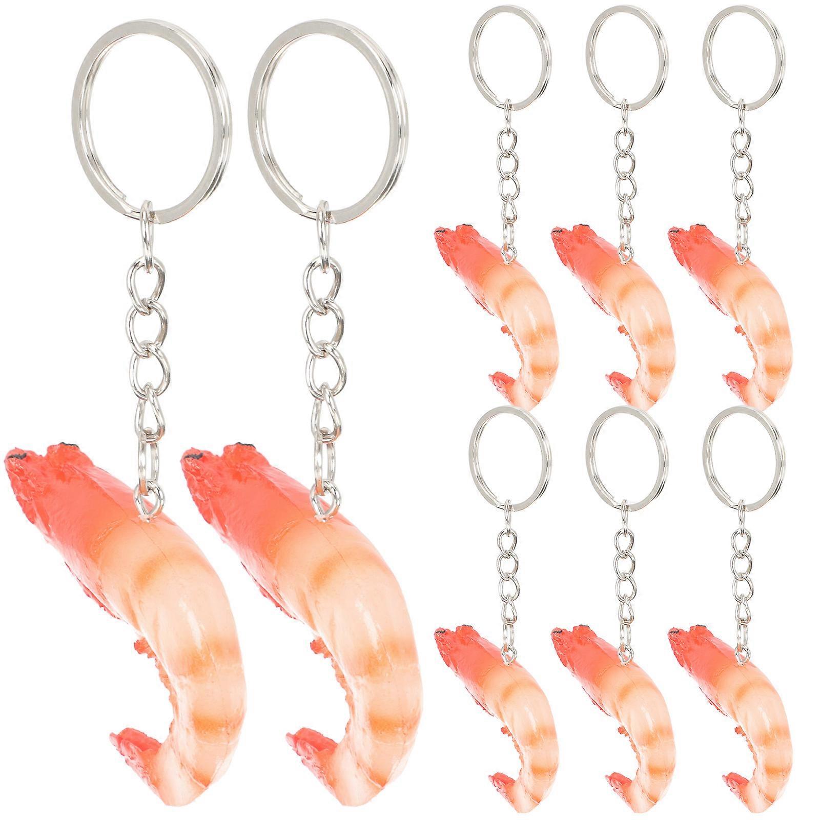 Simulation Shrimp Keychain 8Pcs Bag Decoration Compact Novelty Keychains for Personal Use or DIY Projects