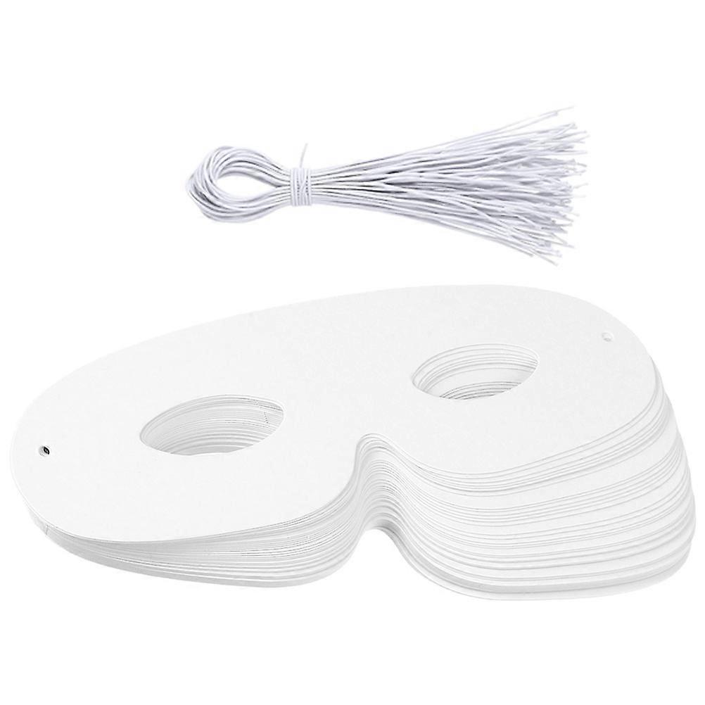 120pcs White Paper Craft Masks with Elastic Ropes DIY Paintable Half Face Blank Masks for Halloween, Carnival, Birthday, School Events & Costume