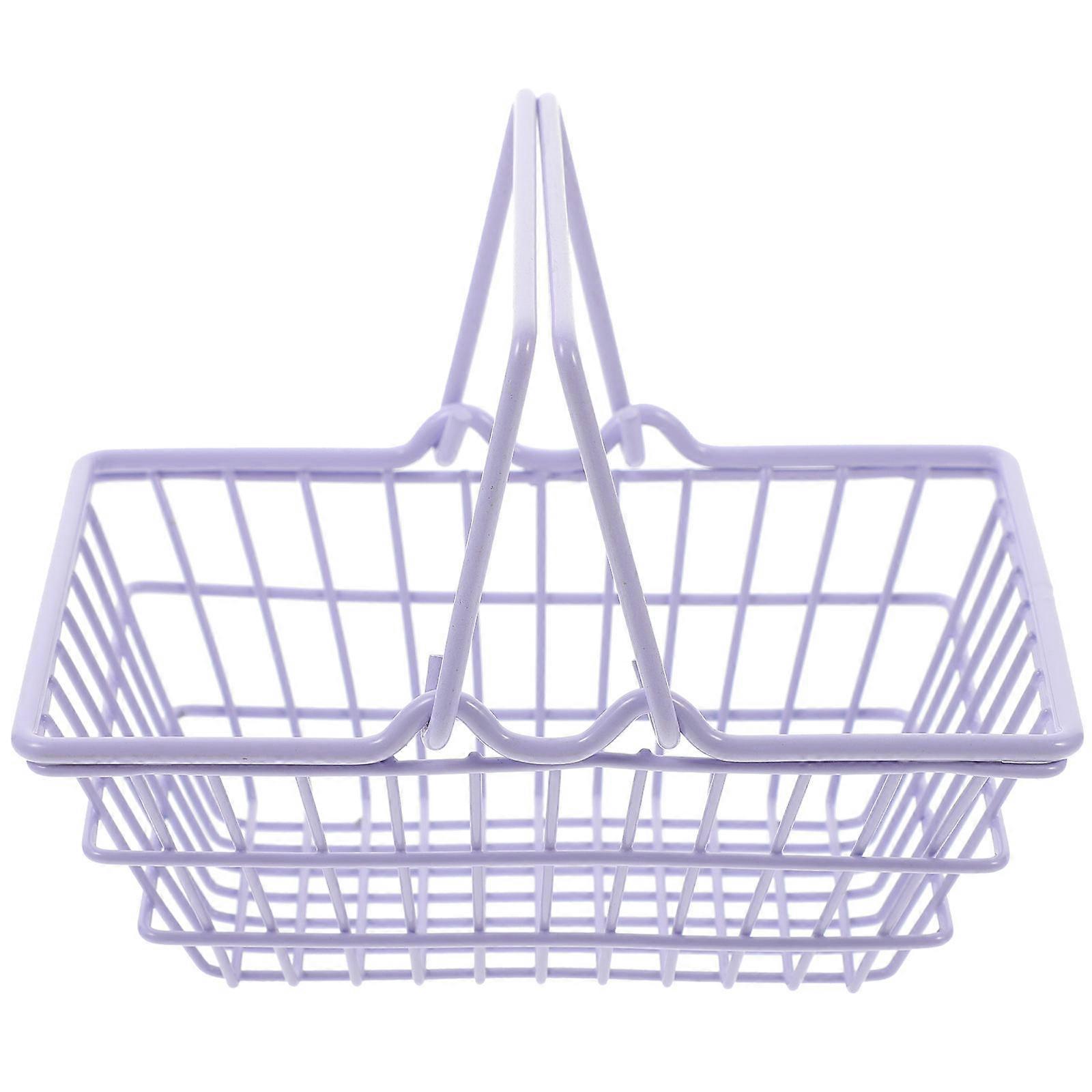 家庭用ラベンダーアイアン収納バスケット軽量、7.87 x 5.51 x 4.72インチ