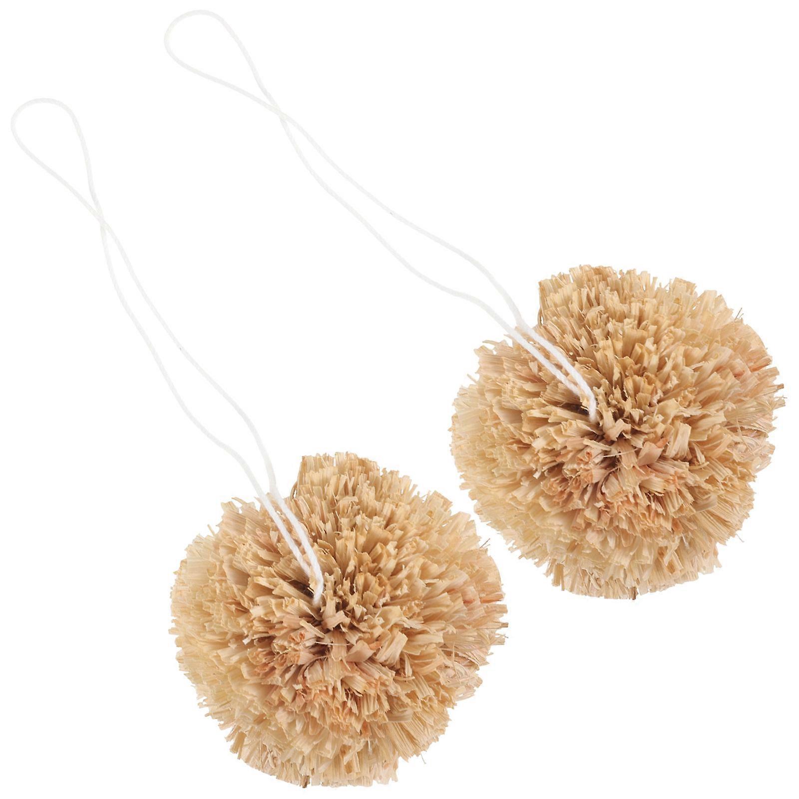 Natural Corn Leaves Chew Toys for Small Pets Bunny Chewing Balls Perfect Size for Rabbits Hamsters 2Pcs