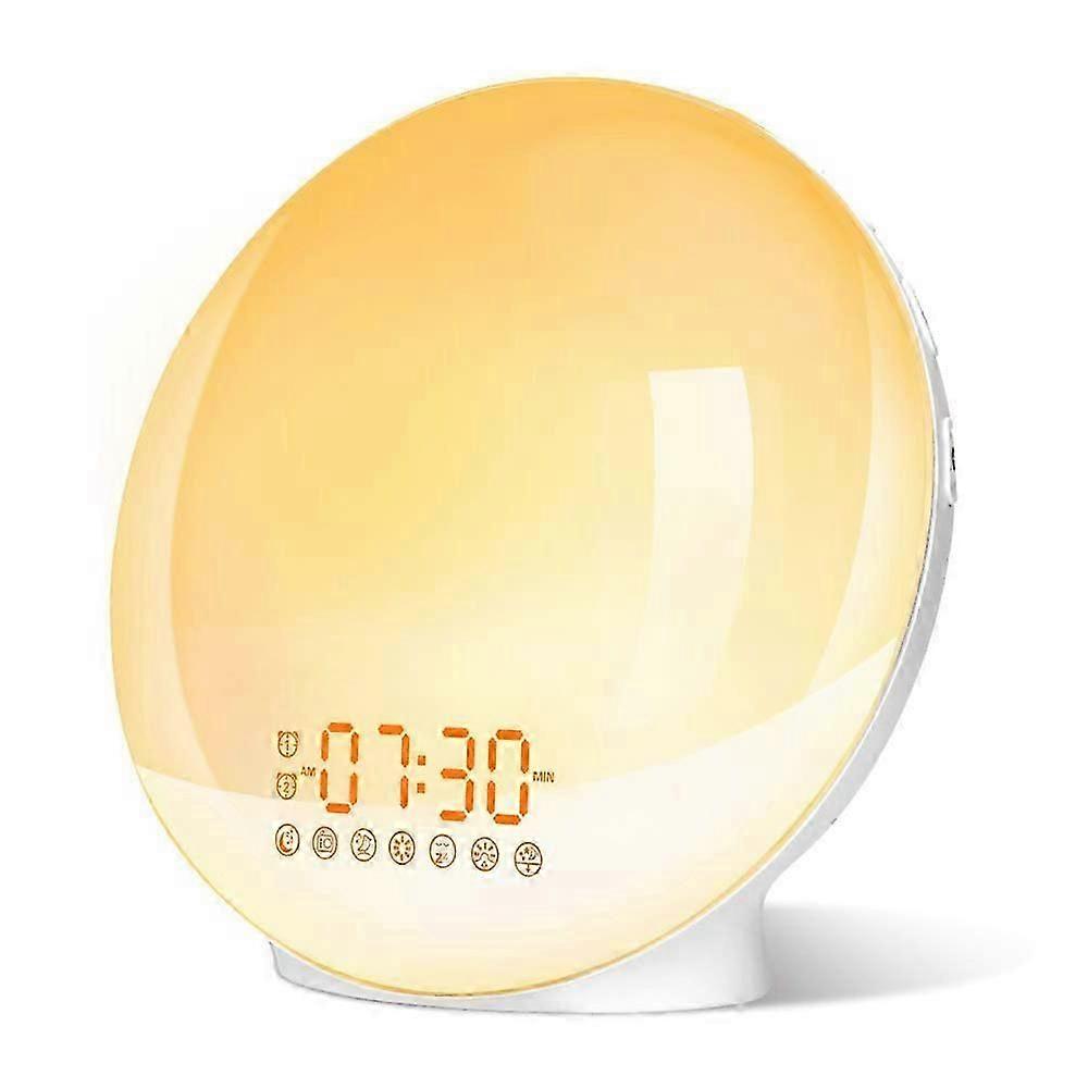Sunrise Alarm Clocks, Wake Up Light with Sunrise/Sunset Simulation Dual Alarms Bedside Night Lamp Snooze Function FM Radio 7 Natural Sound 7 Colorful