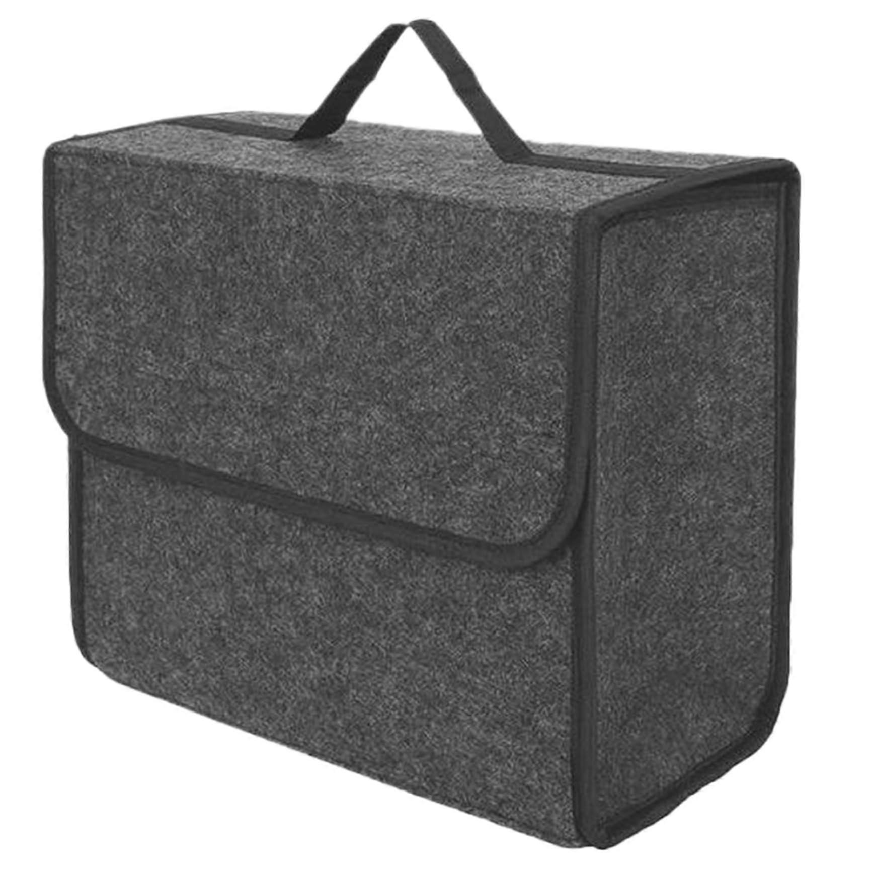 Auto Trunk Organizer, 12x11x6.7 Inch Felt Storage Box with Non-Deforming Flip Cover for SUV and Sedan Compatibility