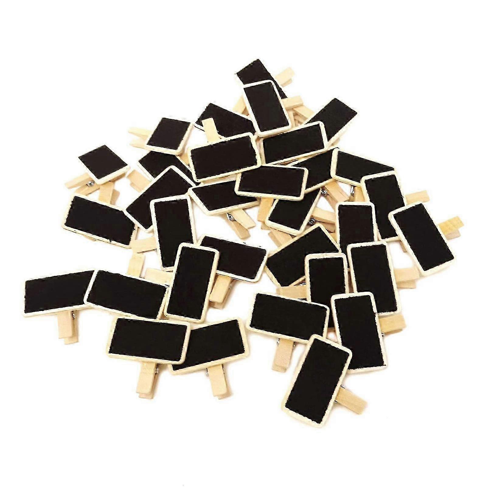 50pcs Mini Chalkboard Signs: Reserved Table Signs with Wooden Clips & Cute Mini Message Board for Memo & Note Taking