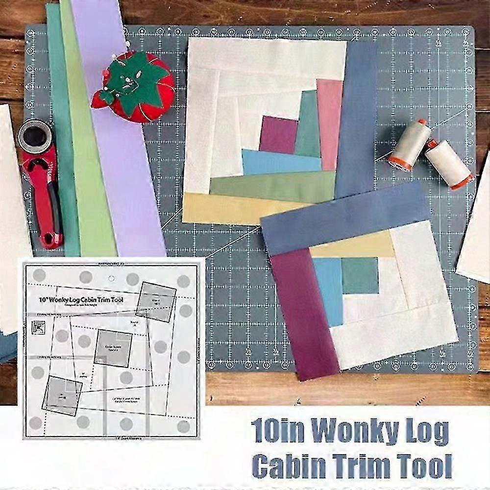 6/8/10 Inch DIY Wonky Log Cabin Trim Tool Quilting Template Patchwork Sewing Ruler for Drawing