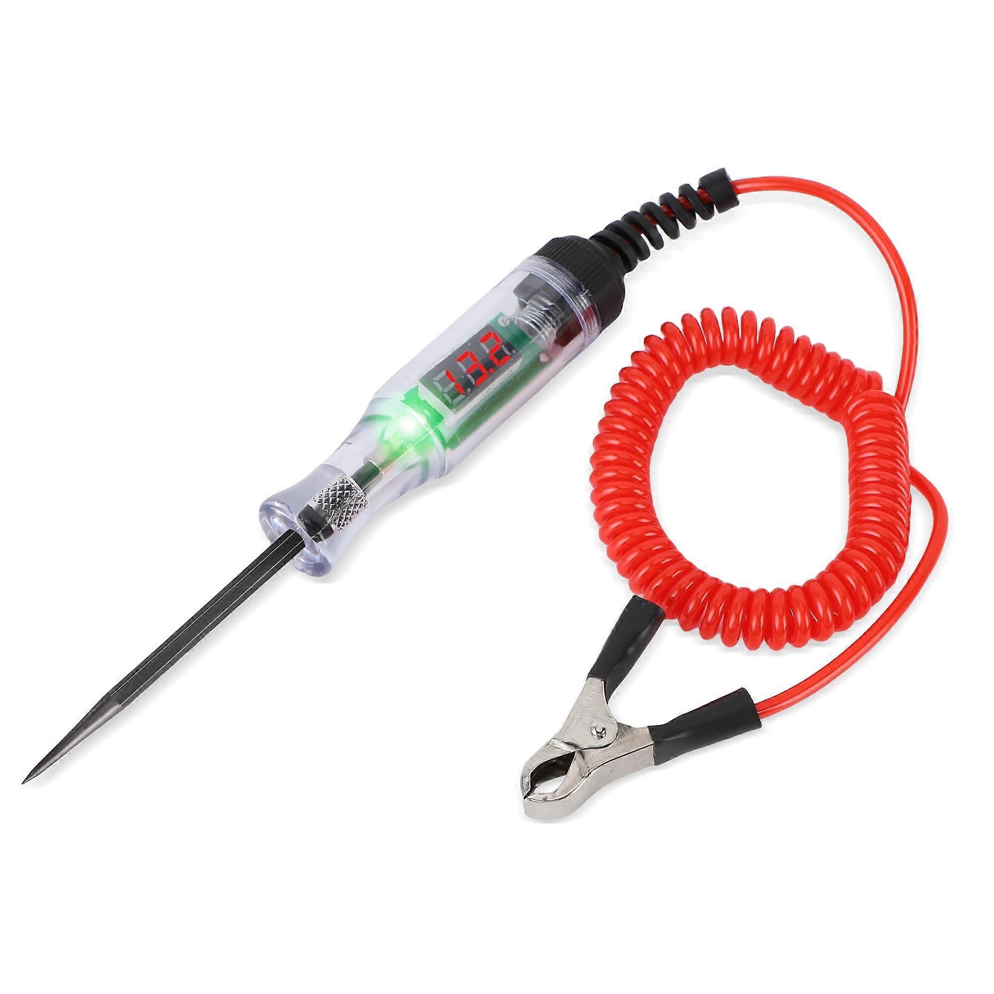 6V 12V 24V DC Car Circuit Tester Insulation And Voltage Tester With Crocodile Clip Indicator Light Digital Display