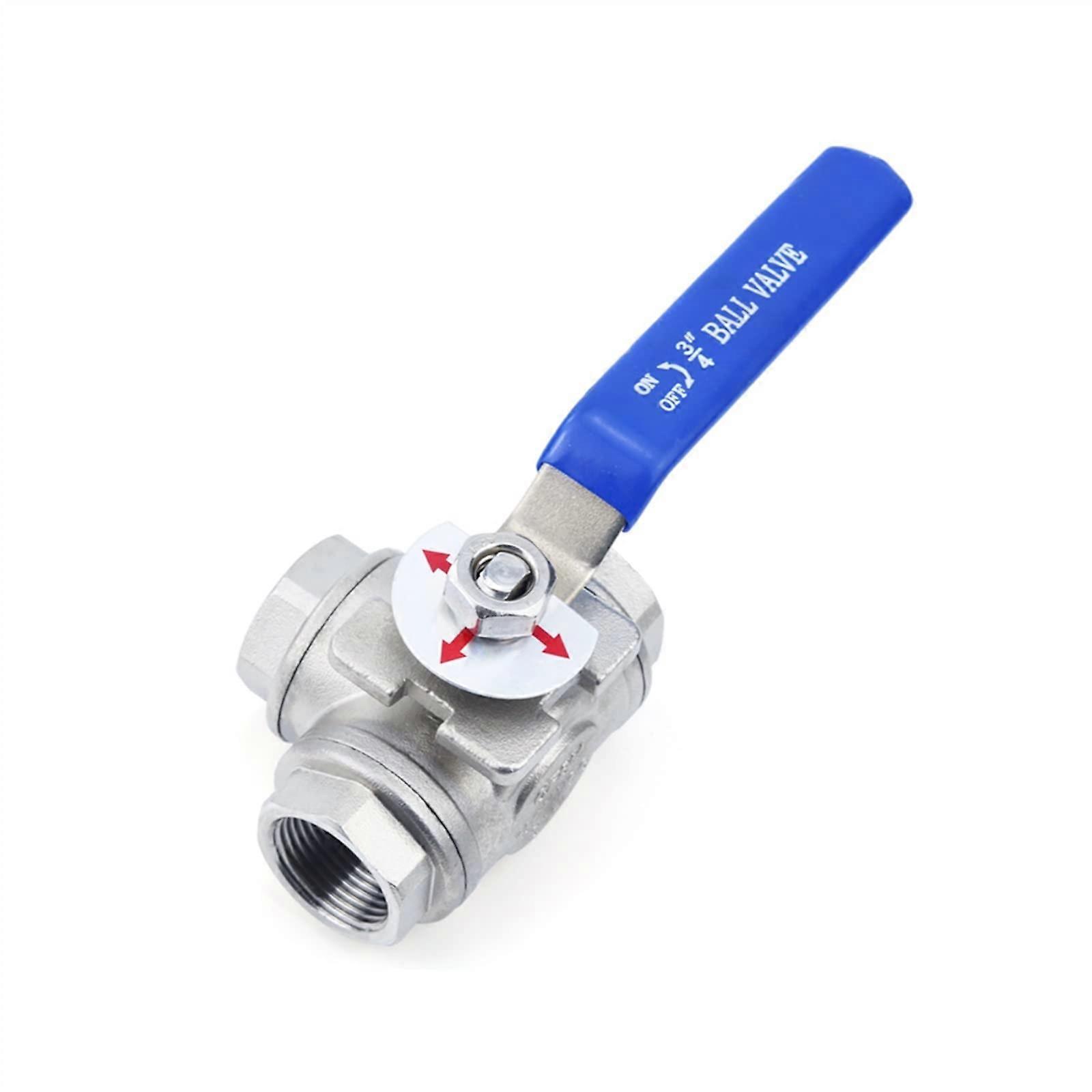 Three Way Ball Valve Stainless Steel 304 BSPT External Thread TL Type 1Pc DN15 L Type