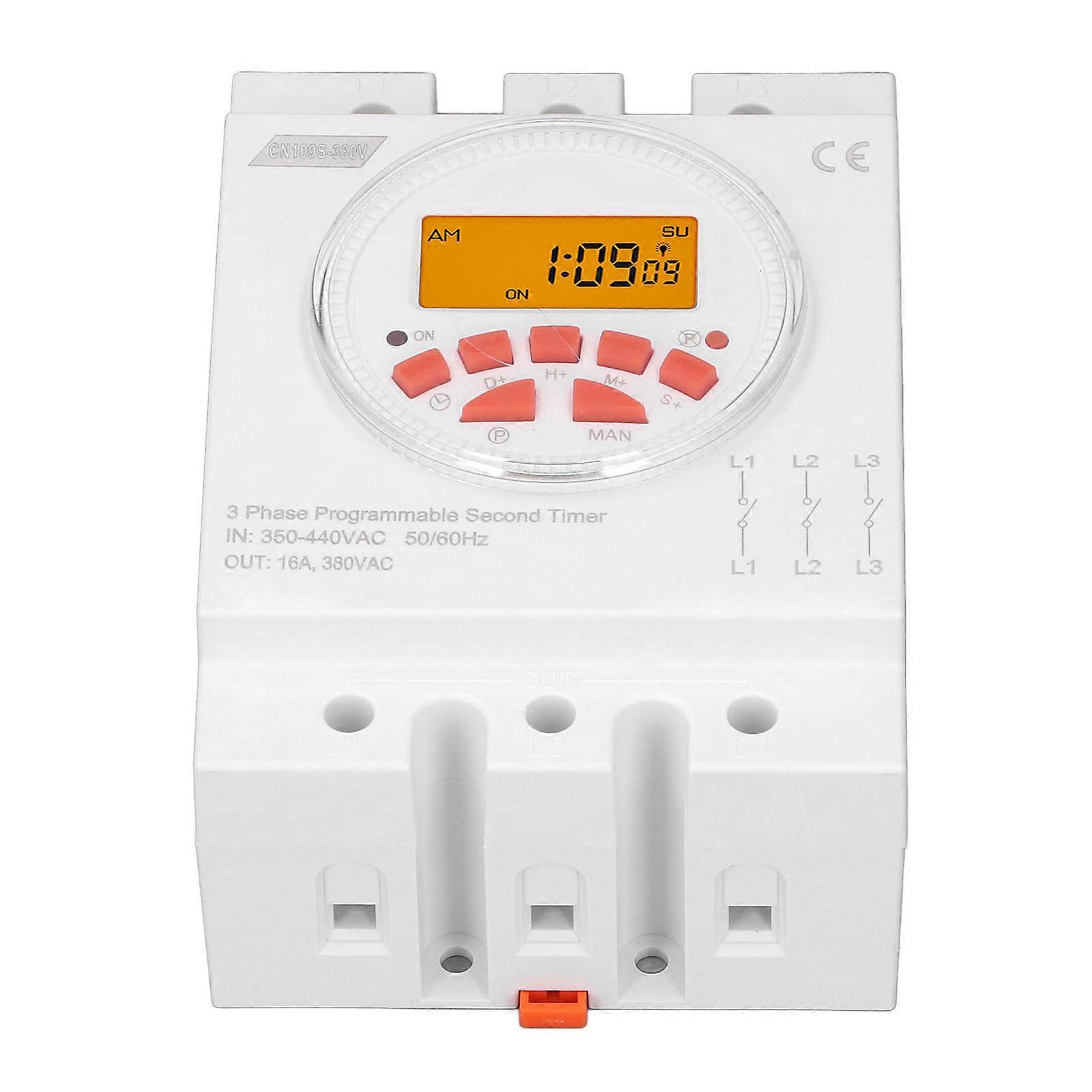 Timer Switch Backlight Display 3 Phase 7 Days 24 Hours Programmable Control Power Timer Switch 