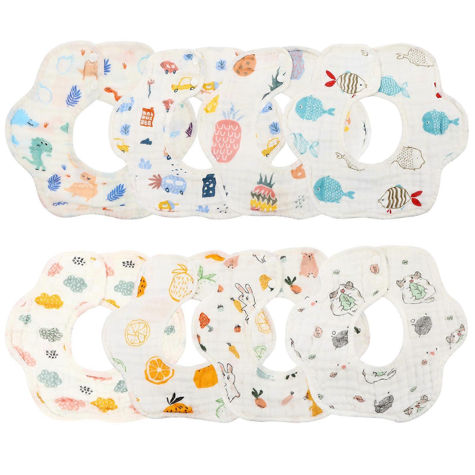 8pcs Cotton Drooling Bibs for Lightweight, Breathable Saliva Protection with Adorable Patterns for Baby Boys – Ideal for Feeding and Weaning