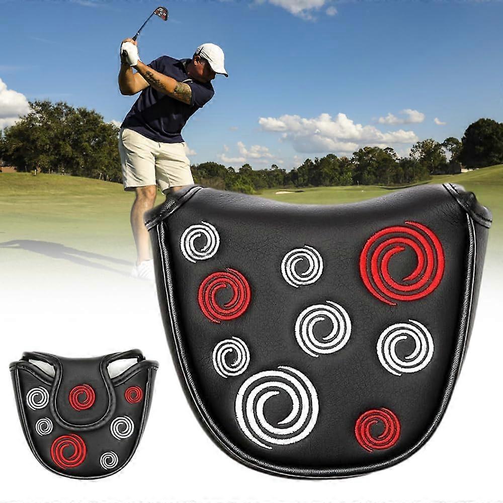 Mallet Putter Headcover With Circle Embroidery, Magnetic Closure