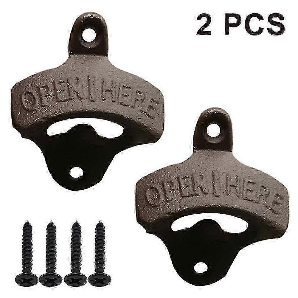 Wall Mount Beer Bottle Opener - 2 Pack Fixed Hanging Opener