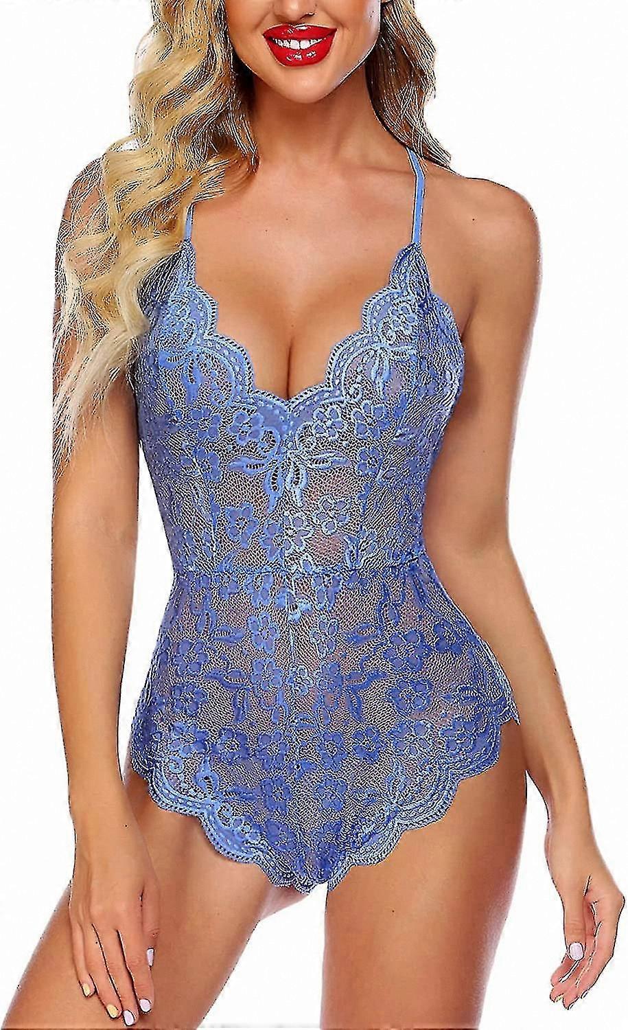 Women's Alluring Lace Bodysuit - Elegant One-Piece Undergarment with Deep V Design