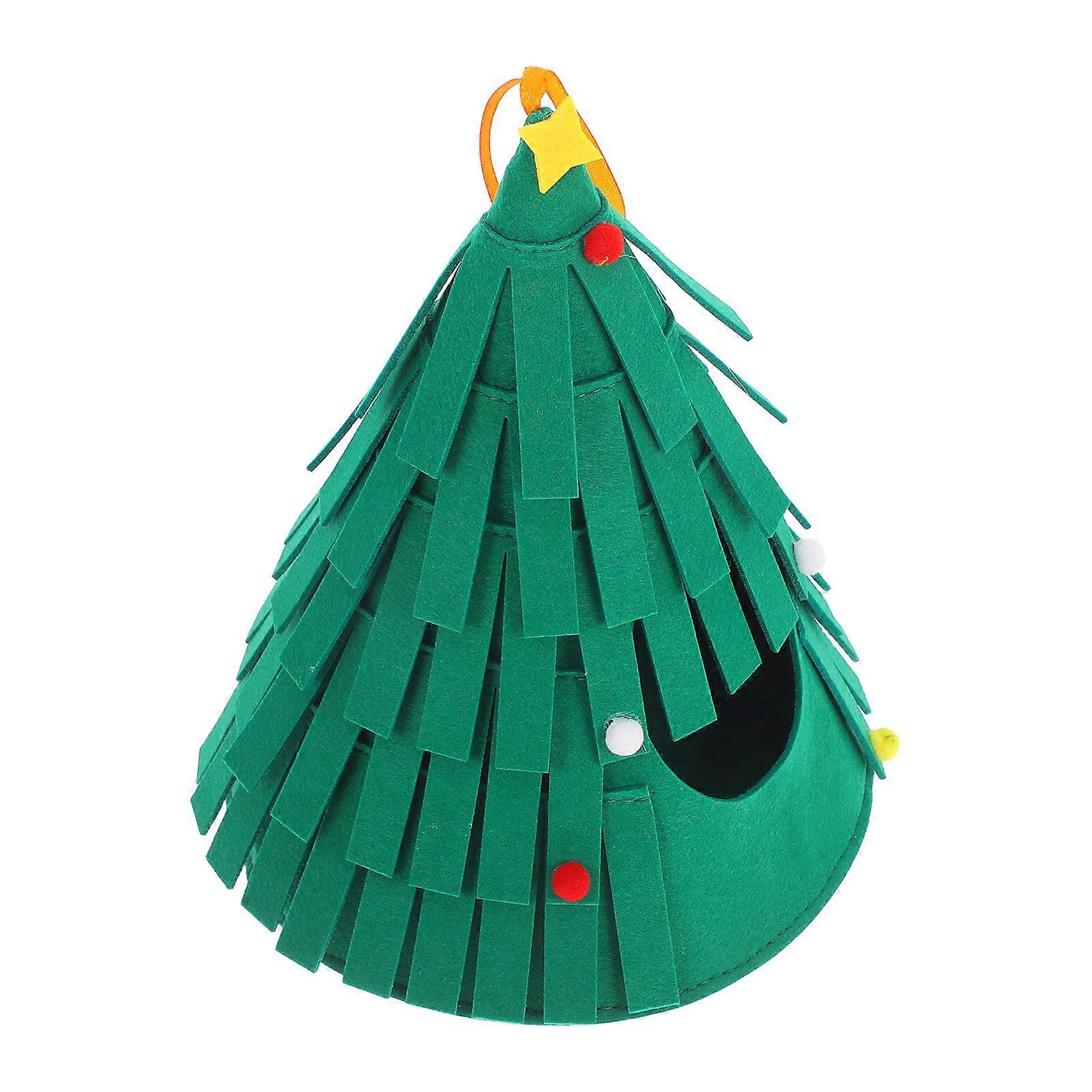 Washable Christmas Tree Shaped Hut for Guinea Pigs Hamsters and Hedgehogs 1 Set Cozy Felt Shelter Small Animal Bed