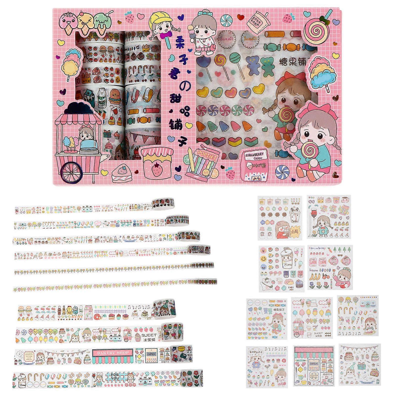 Decorative Craft Washi Tapes Cartoon Stationery Adhesive Rolls Assorted Color 1 1 Set For Candy Bags Notebooks