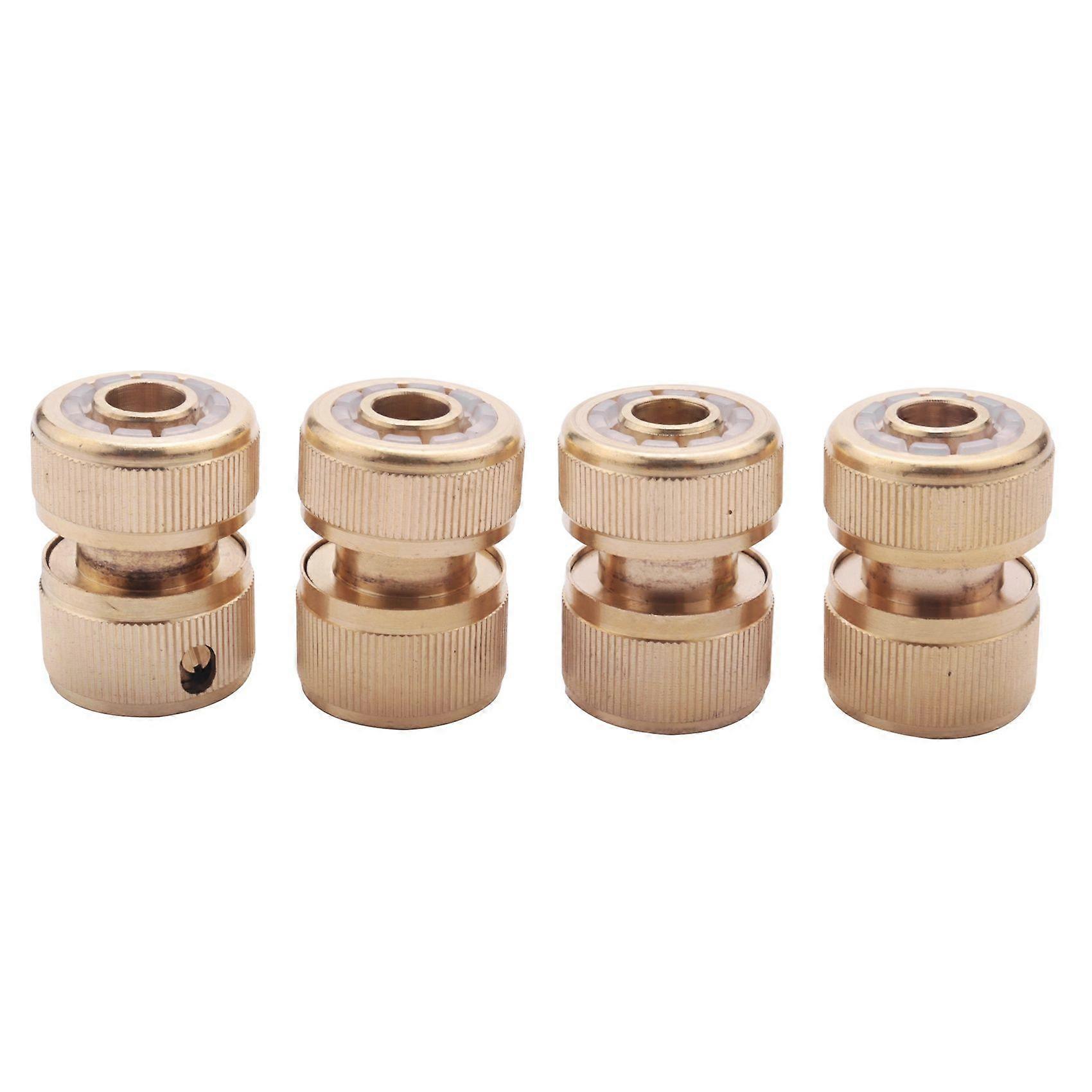 4 Pc Brass Hose Connector Hose End Quick Connect Fitting 1/2 inch Hose Pipe Quick Connector for Gar