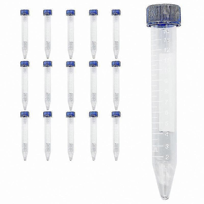 15mL Sterile Conical Tubes with Screw Caps, 50-Pack Plastic Test Tubes for Lab Use