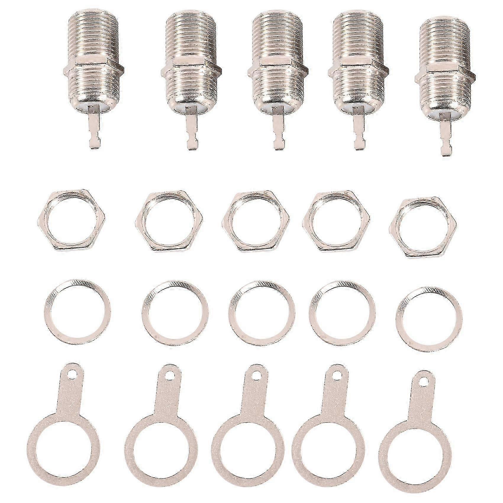 5 Pcs F Type Panel Mounted Socket Female Jack Solder Connector Adapter-L